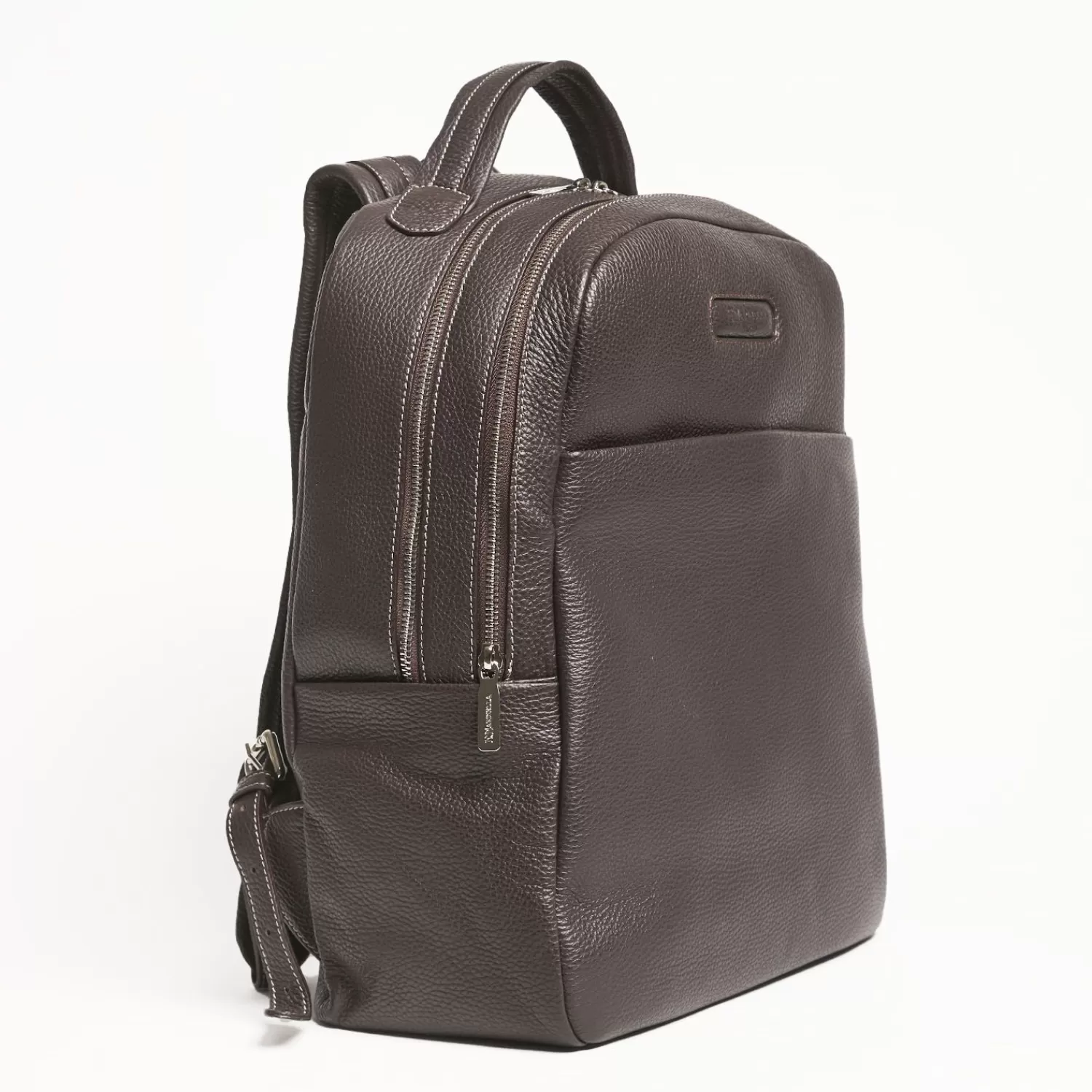 Backpack In Dark Brown Leather With Reinforced Back Panel>E.Marinella Clearance