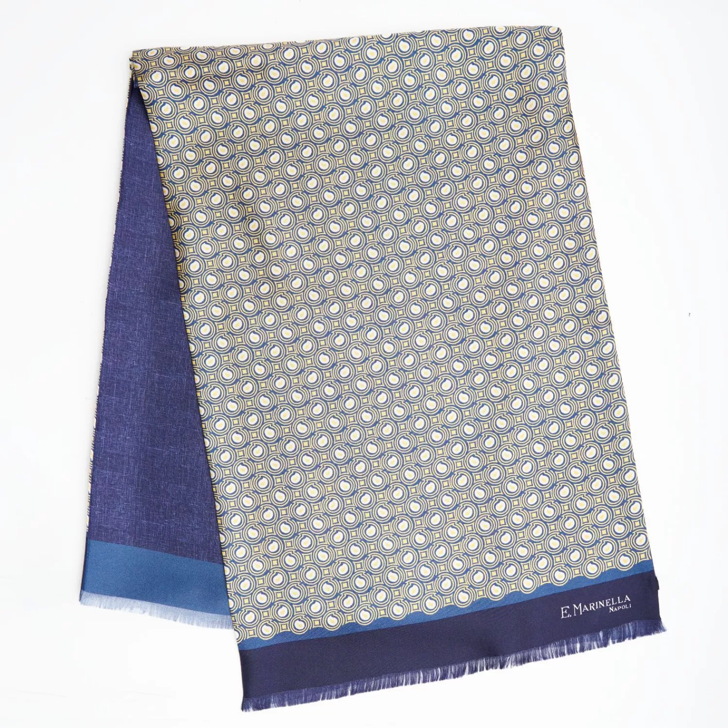 Beige And Blue Double Silk Scarf>E.Marinella Online