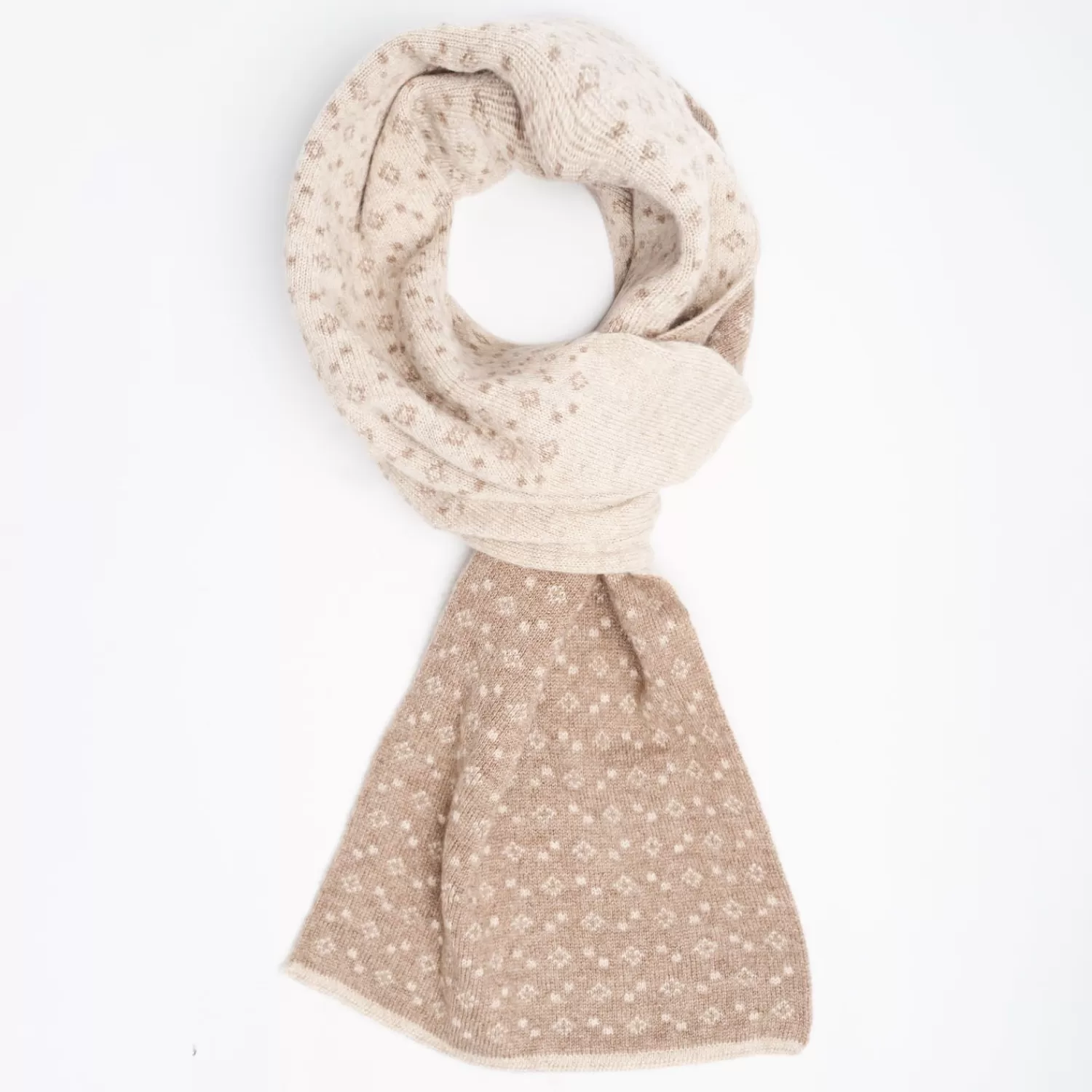 Beige And Light Brown Two-Tone Cashmere Neck Warmer Geometric Pattern>E.Marinella Store