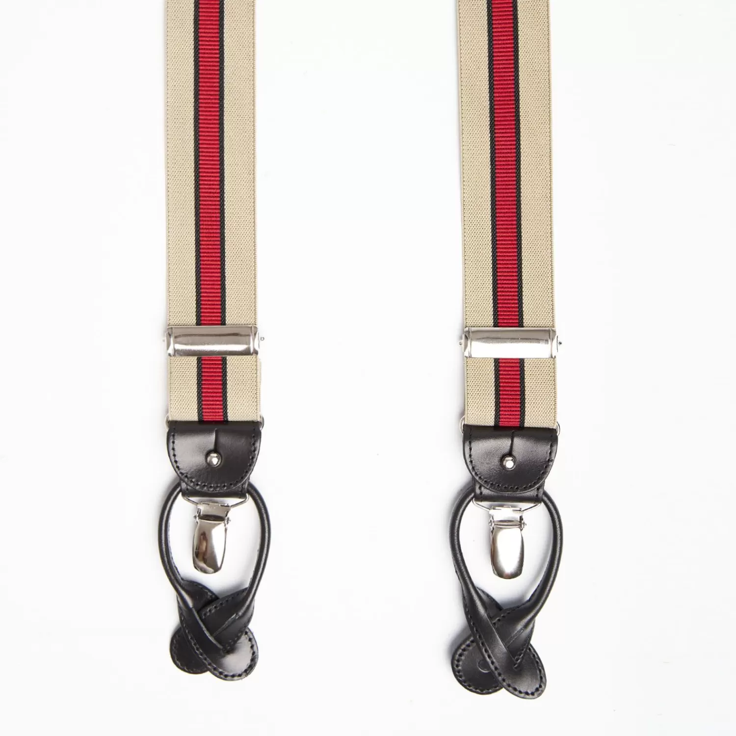 Beige And Red Striped Braces>E.Marinella Sale