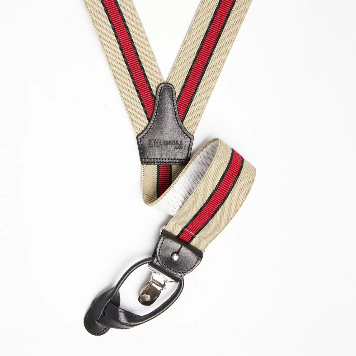 Beige And Red Striped Braces>E.Marinella Sale