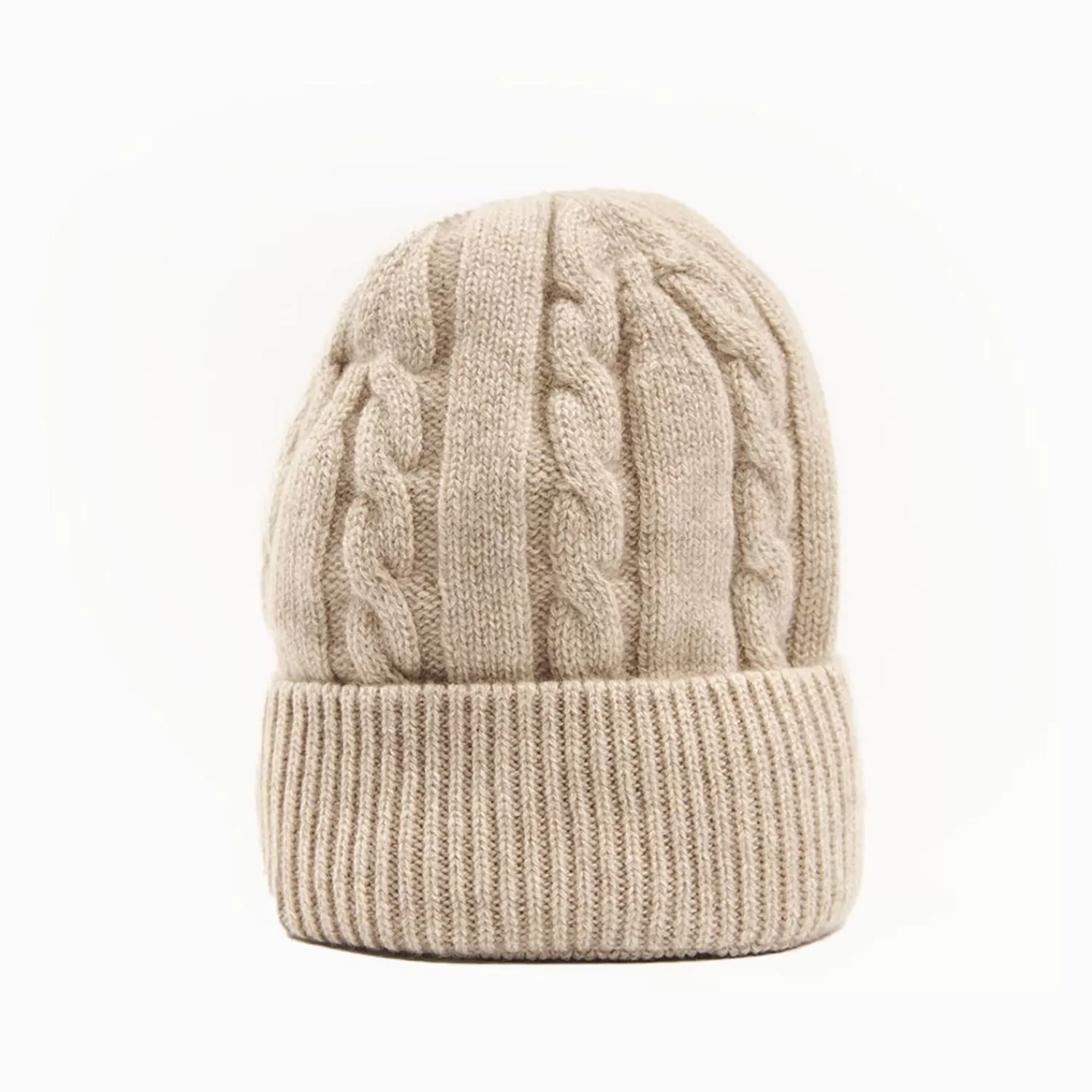 Beige Cashmere Braid Beanie>E.Marinella Online