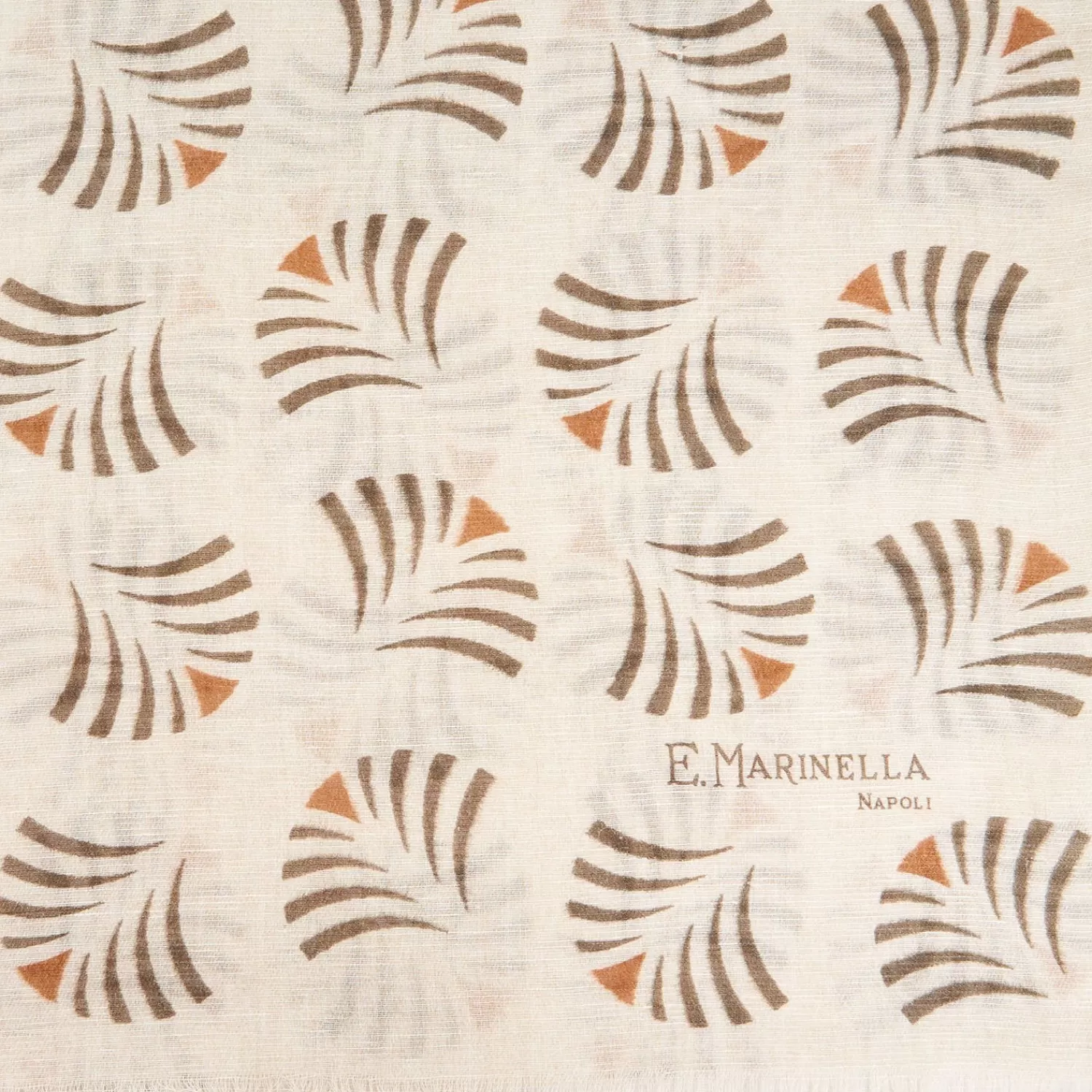 Beige Cotton And Linen Scarf - Brown Fans>E.Marinella Hot