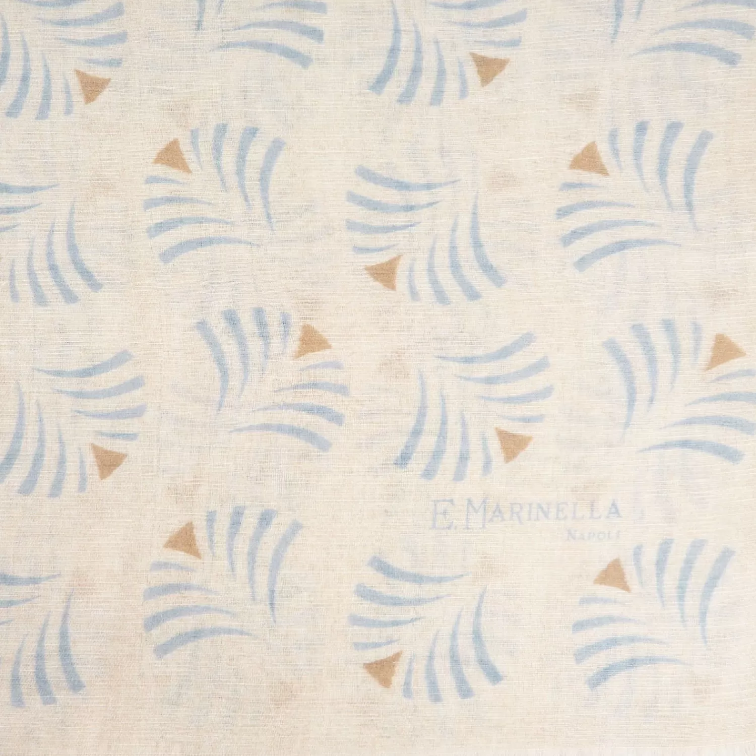 Beige Cotton And Linen Scarf - Light Blue Fans>E.Marinella Shop