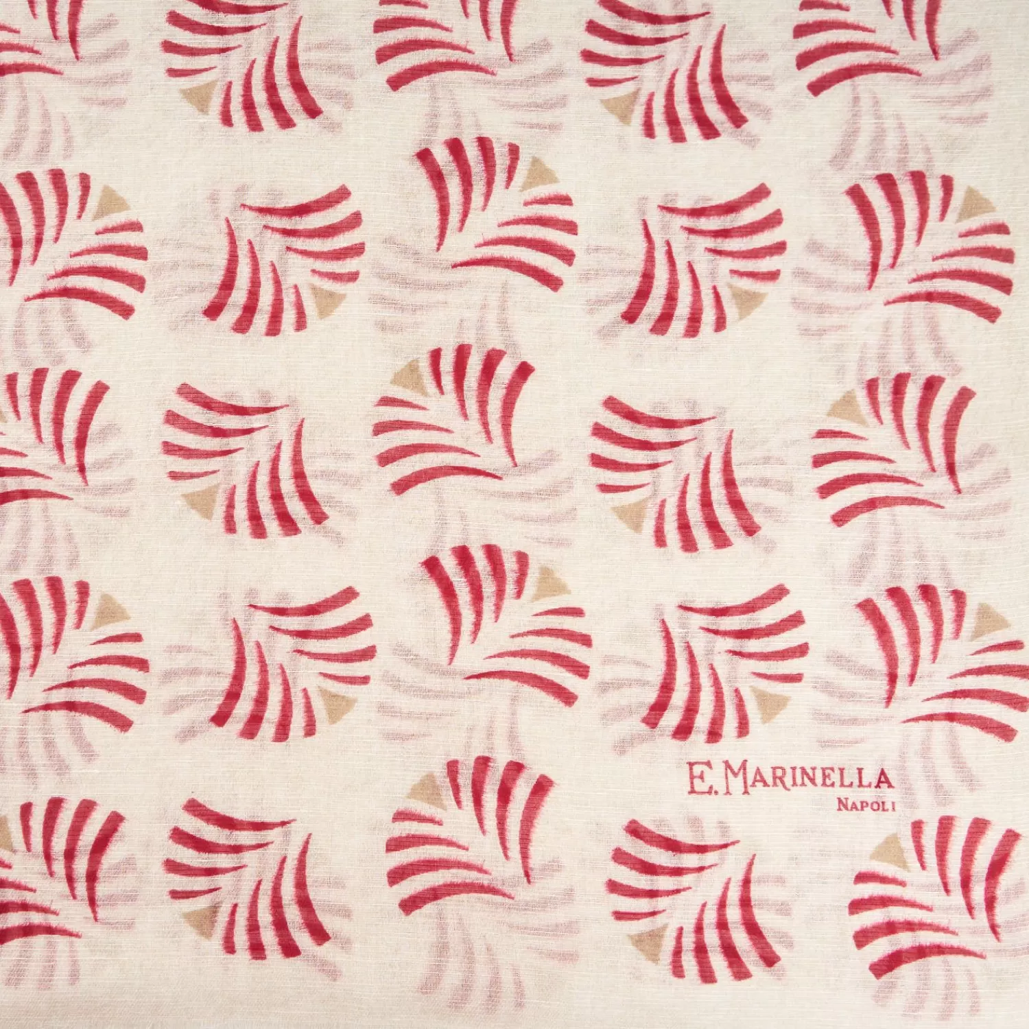 Beige Cotton And Linen Scarf - Red Fans>E.Marinella Outlet