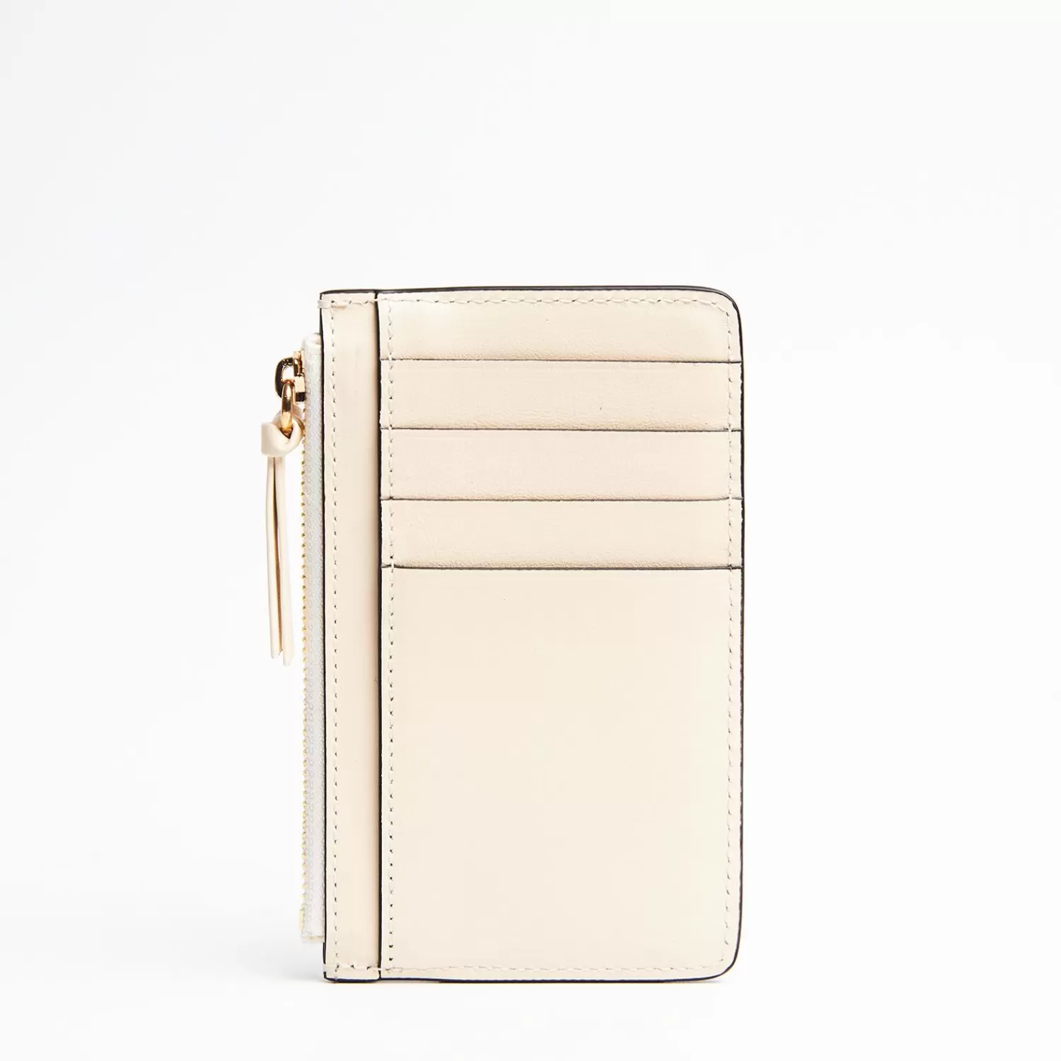 Beige Leather Zip Credit Card Holder>E.Marinella Hot