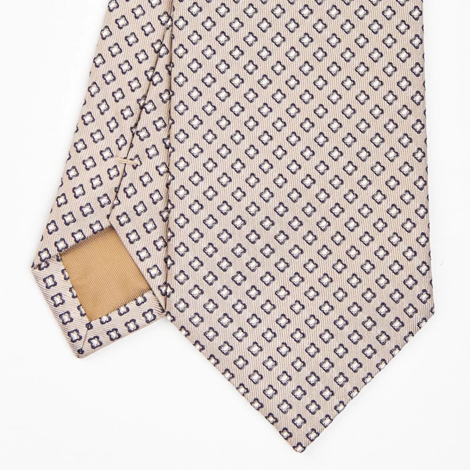 Beige Sartorial Jacquard Silk Tie - Small Flower Pattern>E.Marinella Outlet