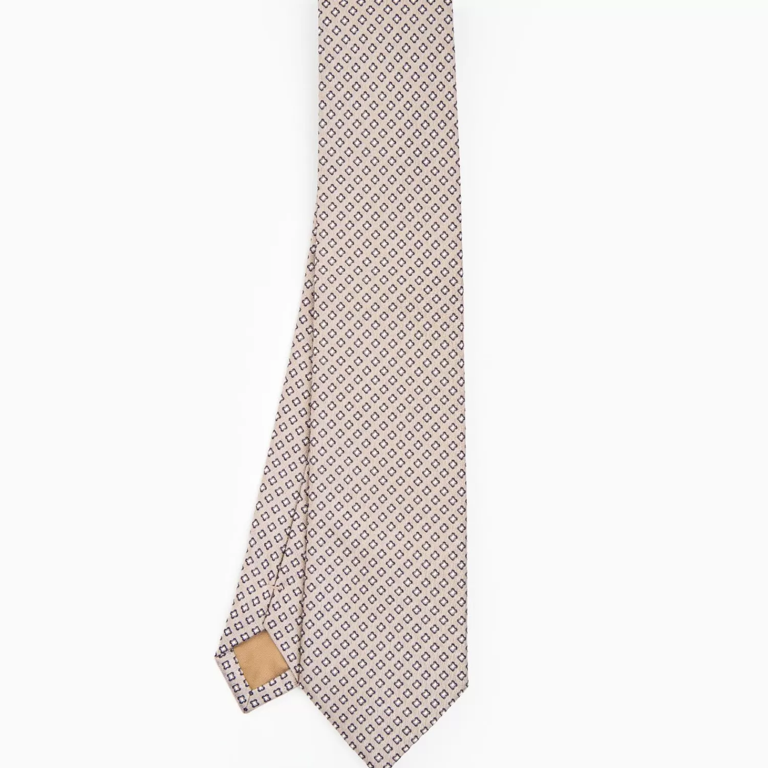 Beige Sartorial Jacquard Silk Tie - Small Flower Pattern>E.Marinella Outlet