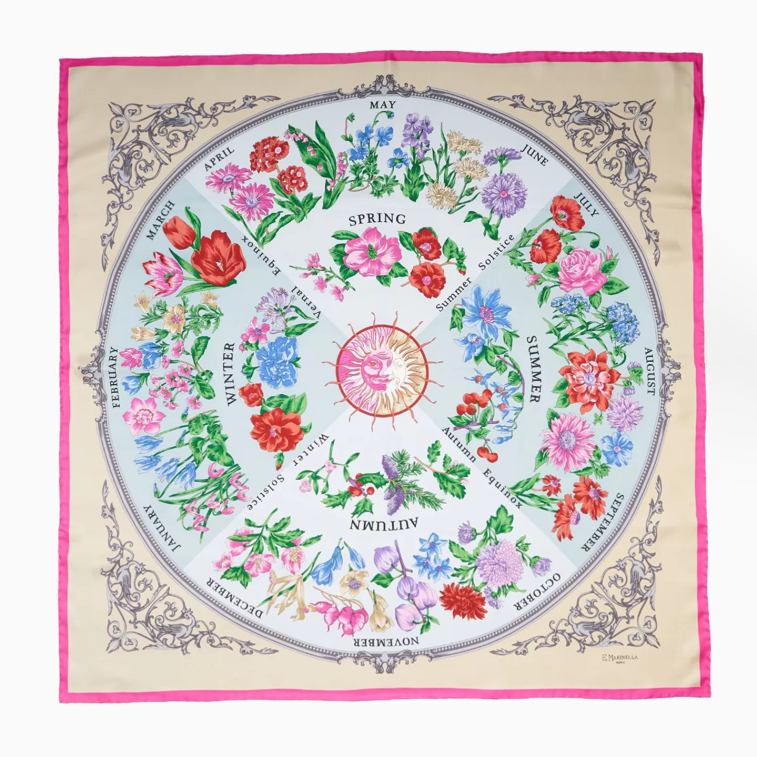 Beige Silk Scarf 90 - The Wheel Of Seasons>E.Marinella Cheap