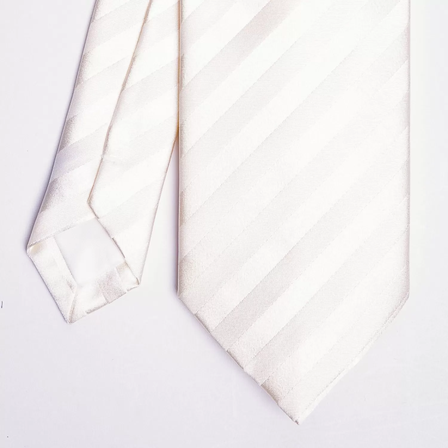 Beige Striped Satin Silk Ceremony Tie>E.Marinella Flash Sale