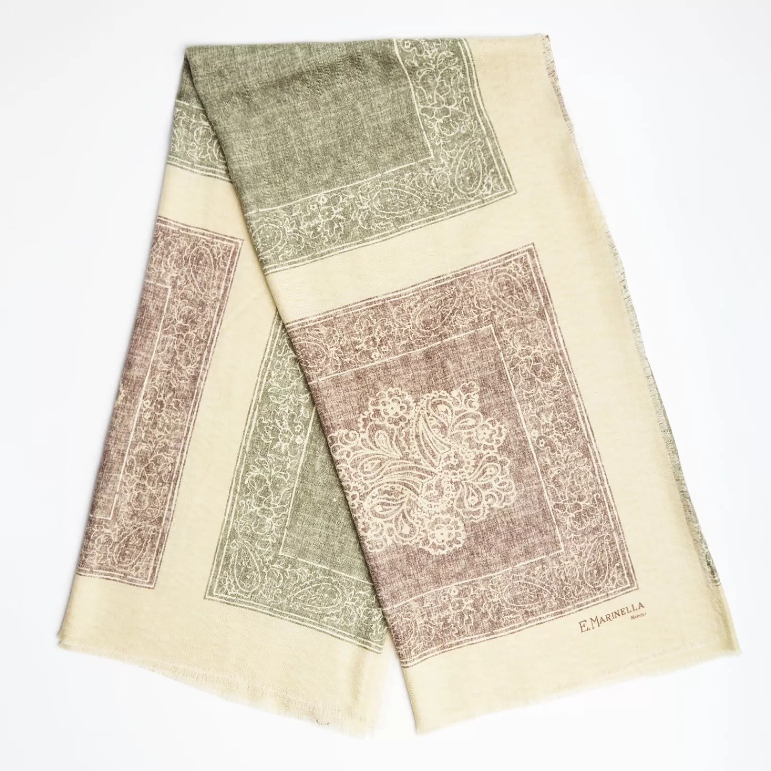 Beige Wool And Silk Stole - Alternate Checks>E.Marinella Store