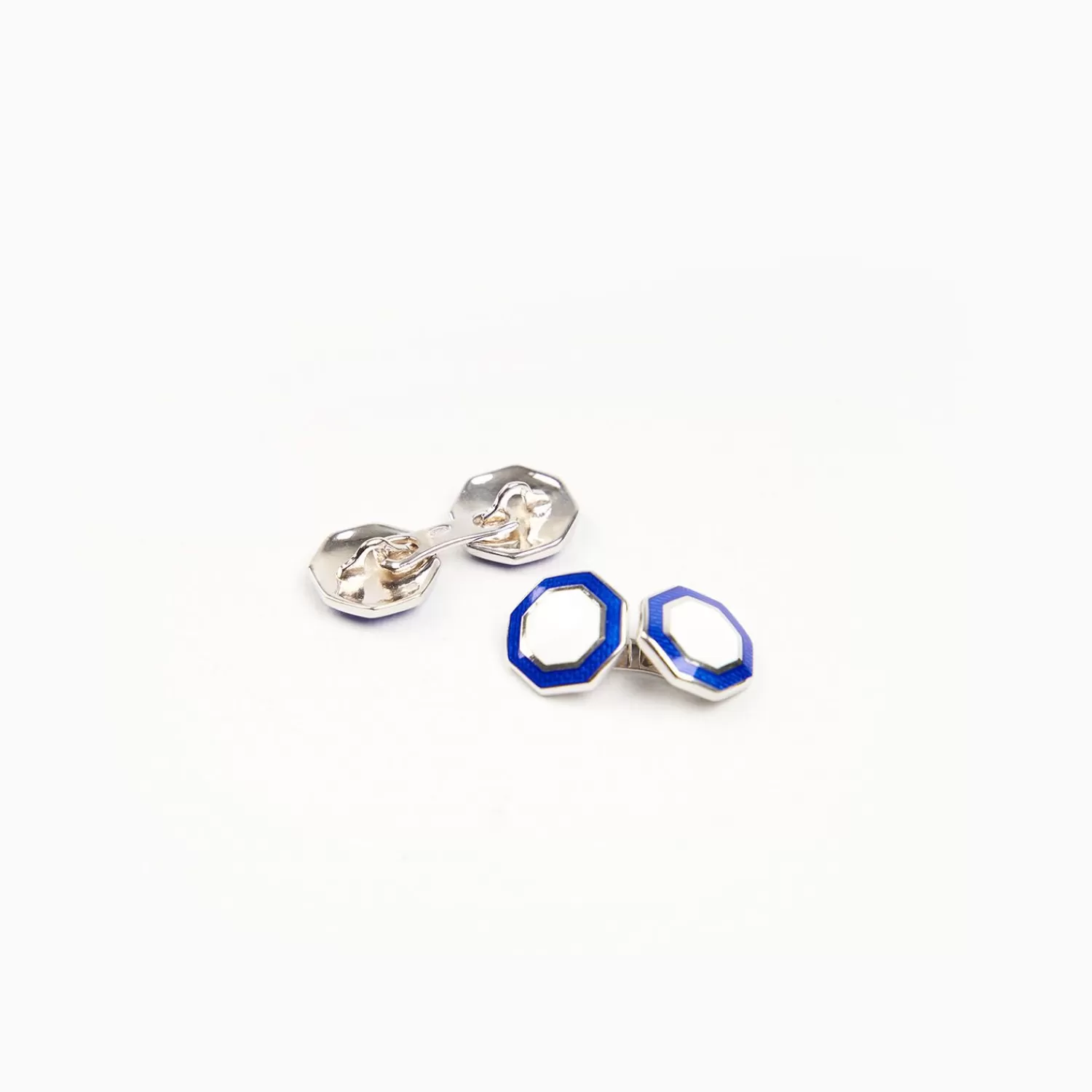 Bicolor Octagonal Double Cufflinks In Silver>E.Marinella Cheap