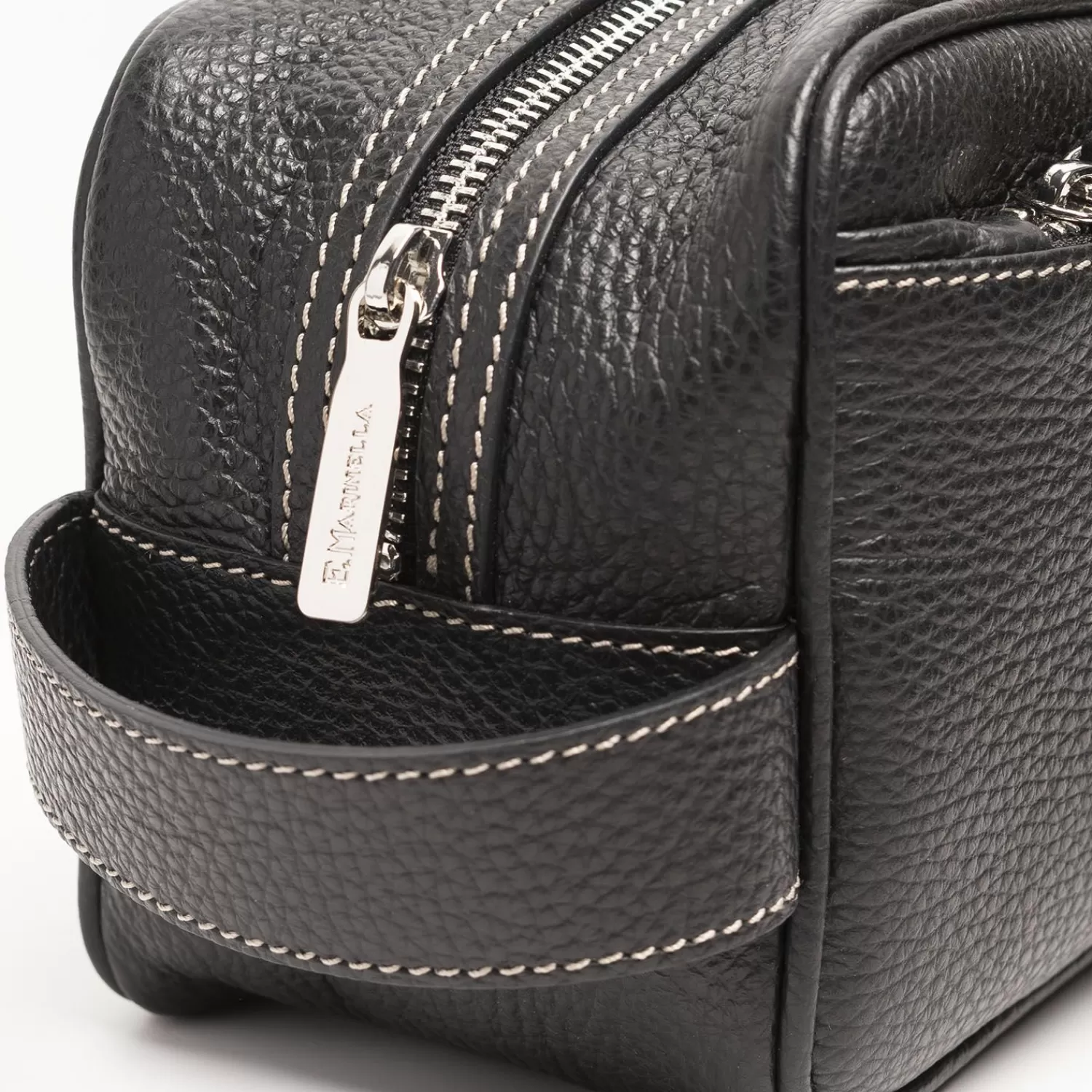 Black Hammered Leather Toiletry Bag>E.Marinella Best Sale