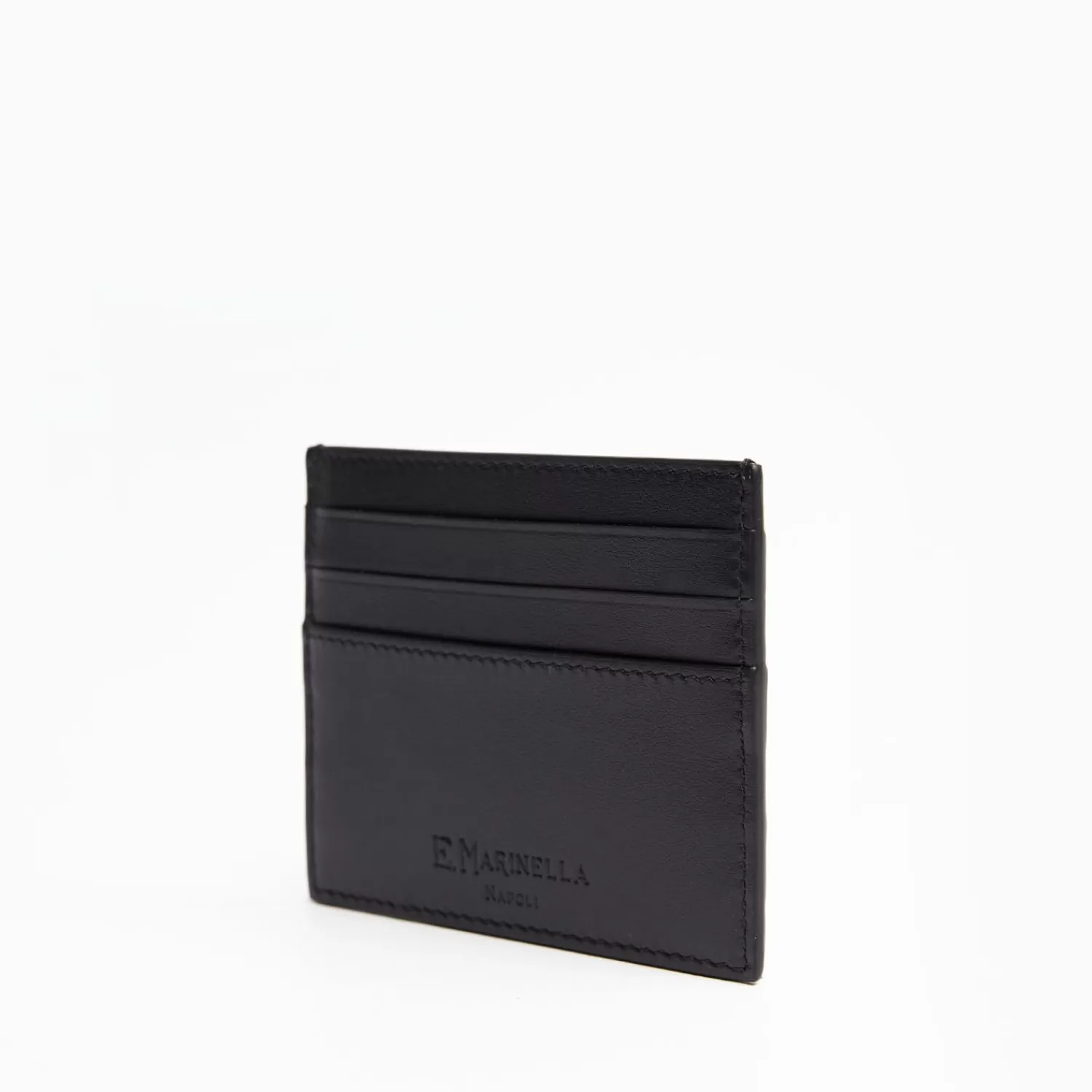 Black Leather Credit Card Holder - 7 Compartments>E.Marinella Best Sale