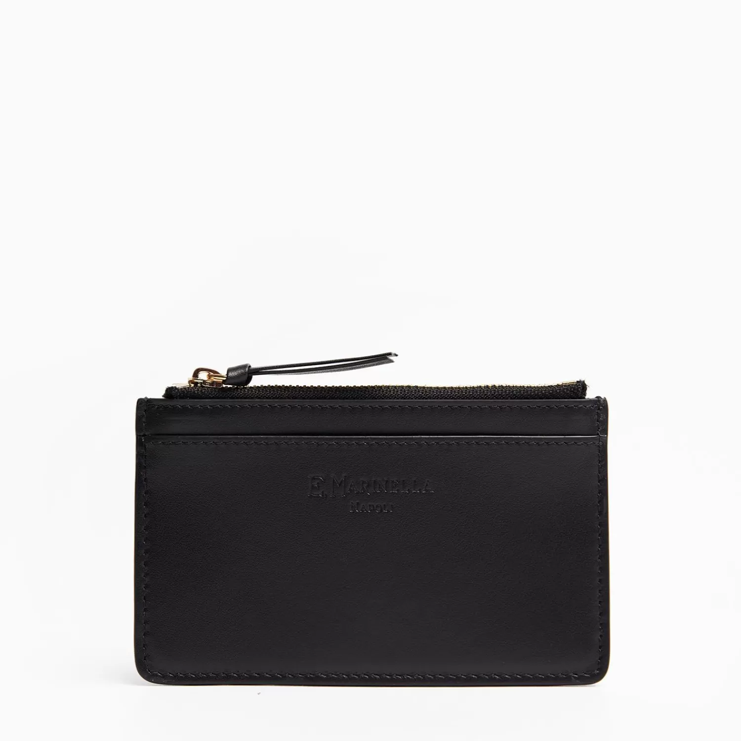 Black Leather Zip Credit Card Holder>E.Marinella Clearance