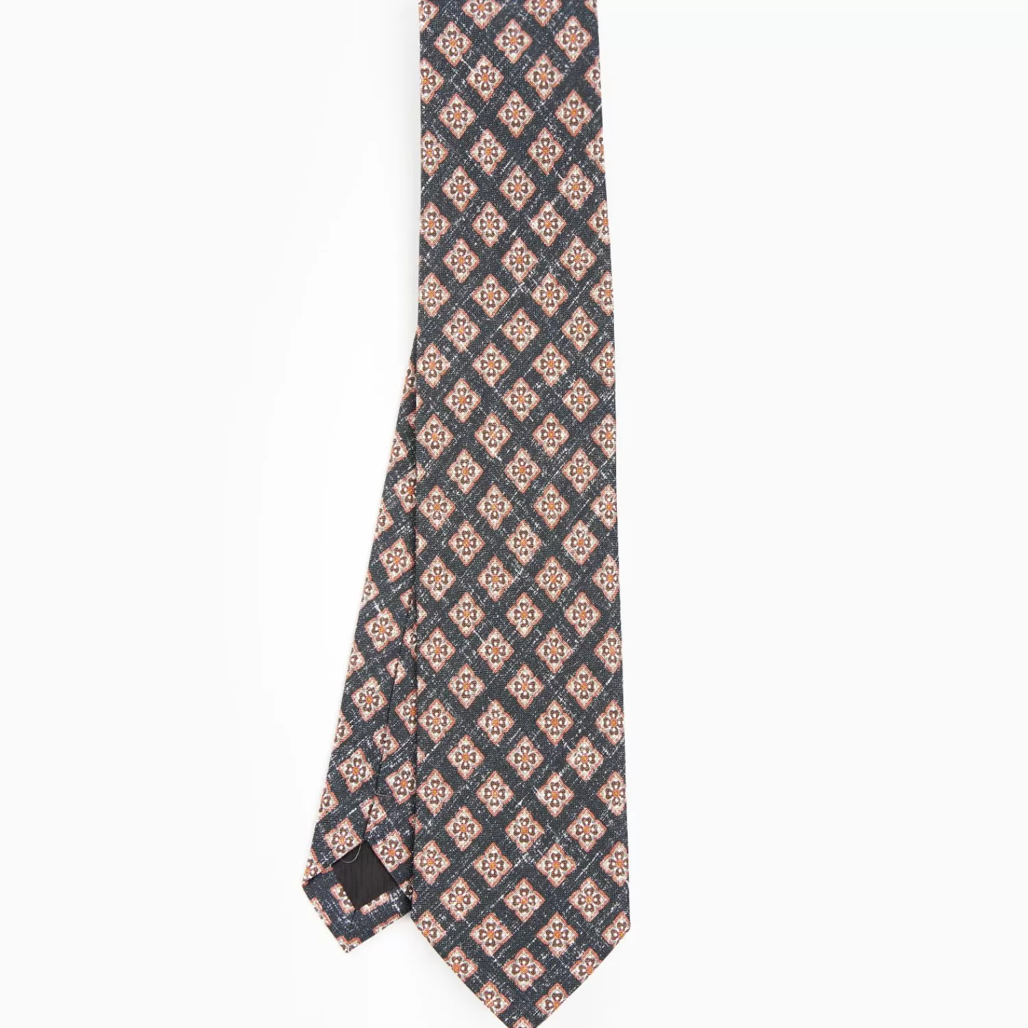 Black Sartorial Cotton And Silk Tie - Large Flower Pattern>E.Marinella Fashion