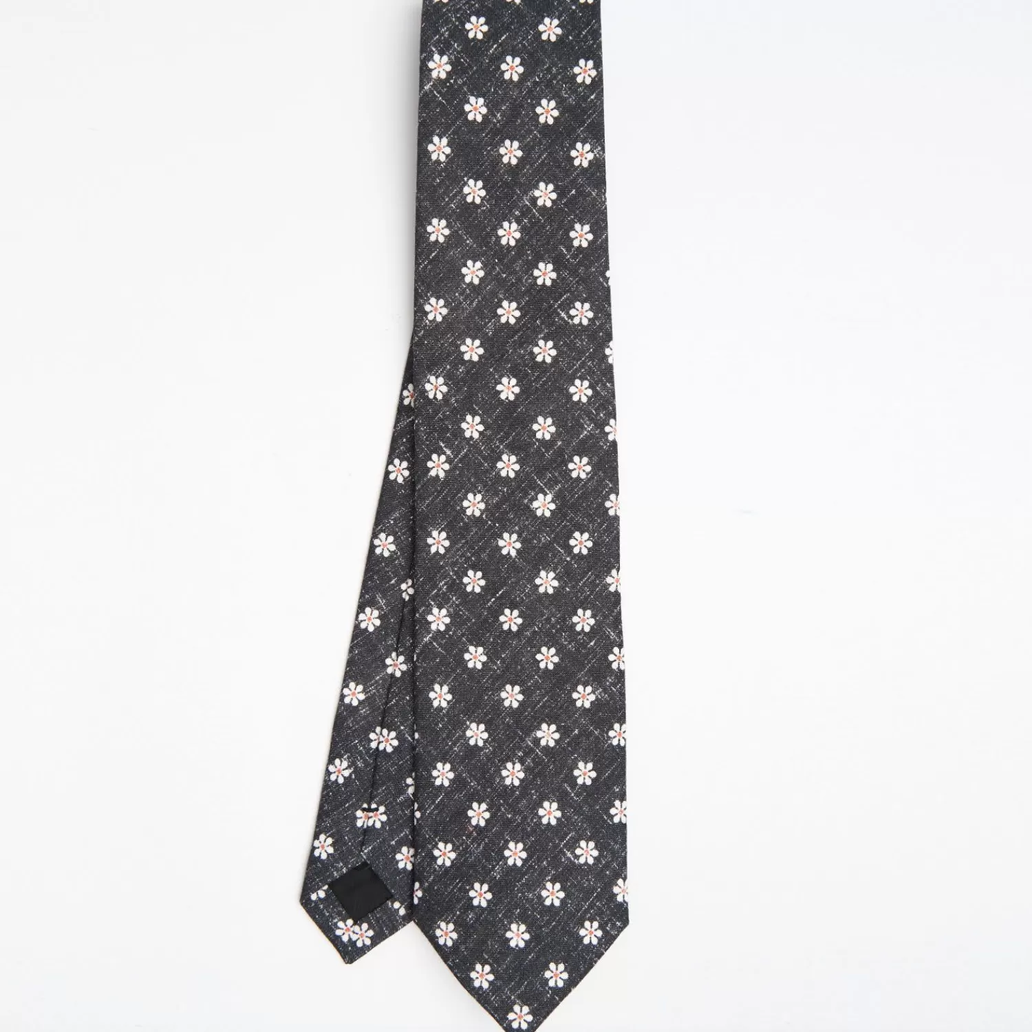 Black Sartorial Cotton And Silk Tie - Large Flower Pattern>E.Marinella Store