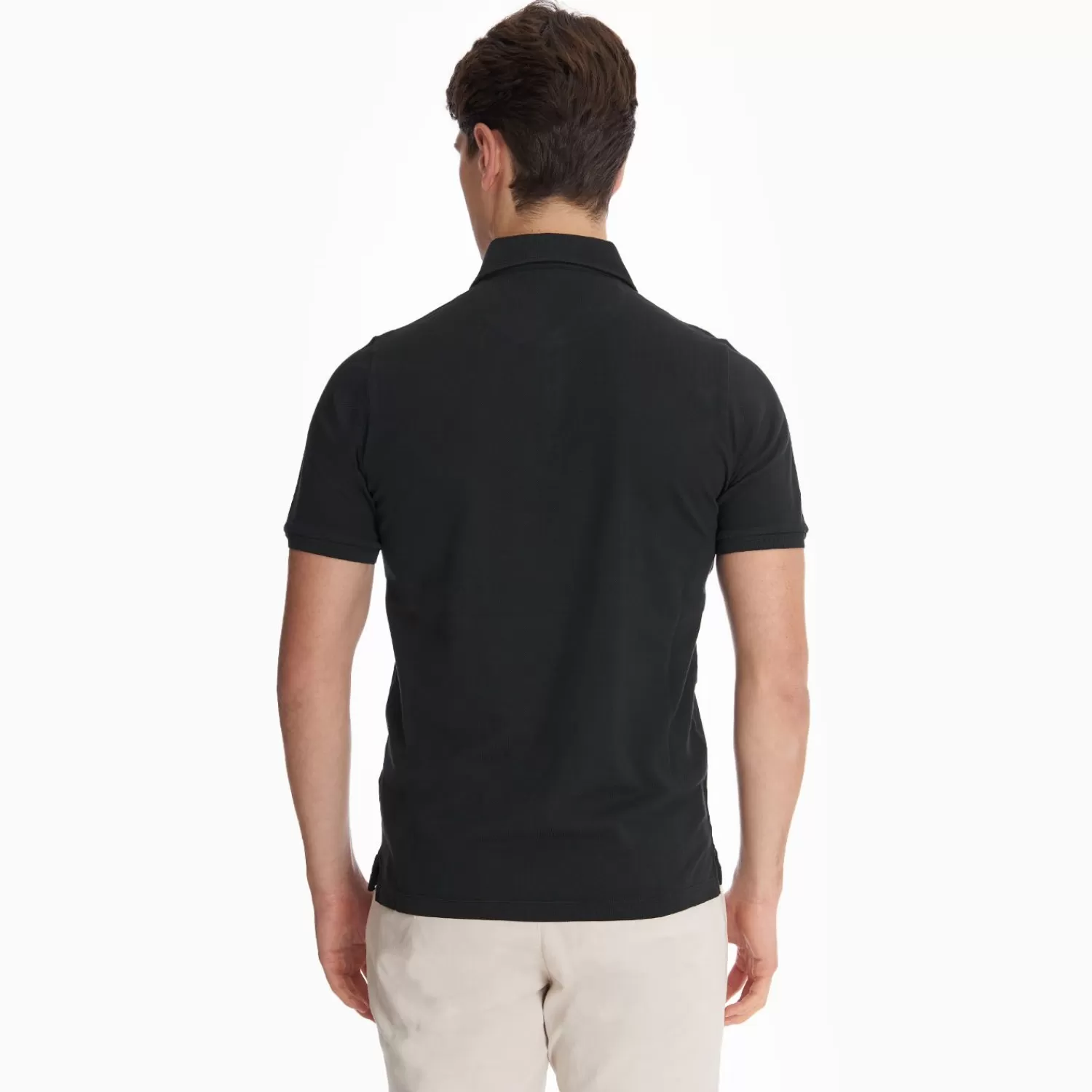 Black Short Sleeve Pique Cotton Polo>E.Marinella Fashion