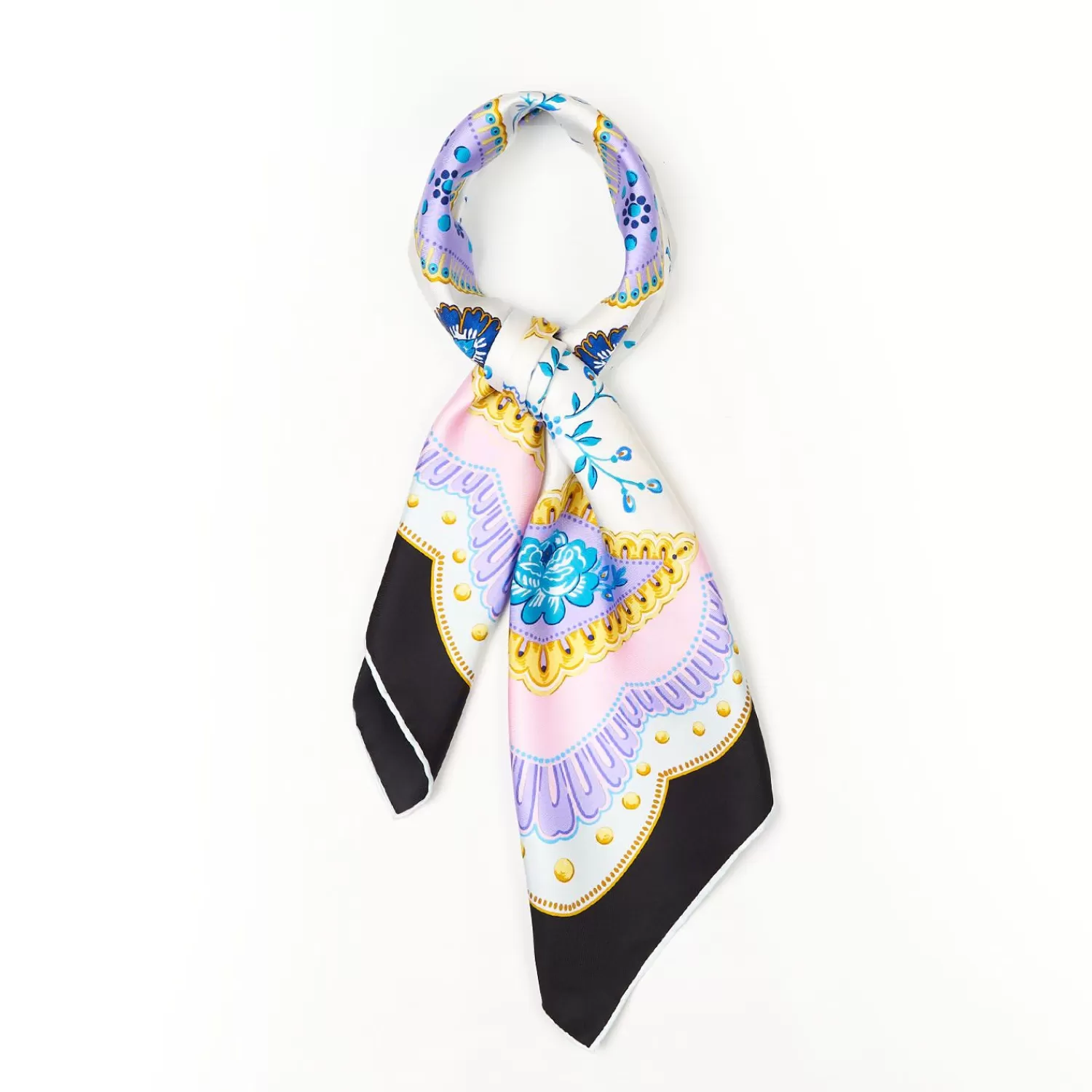 Black Silk Scarf 90 Floral Pattern>E.Marinella Sale