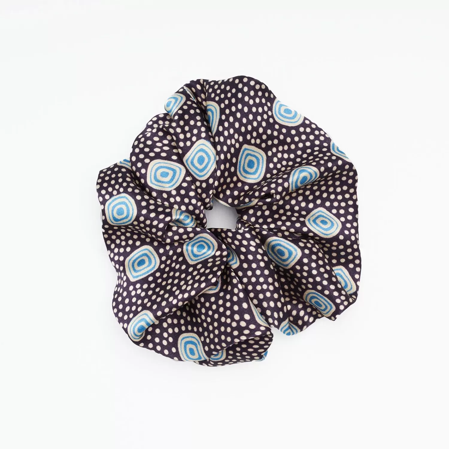 Black Silk Scrunchie - Geometric Pattern>E.Marinella New