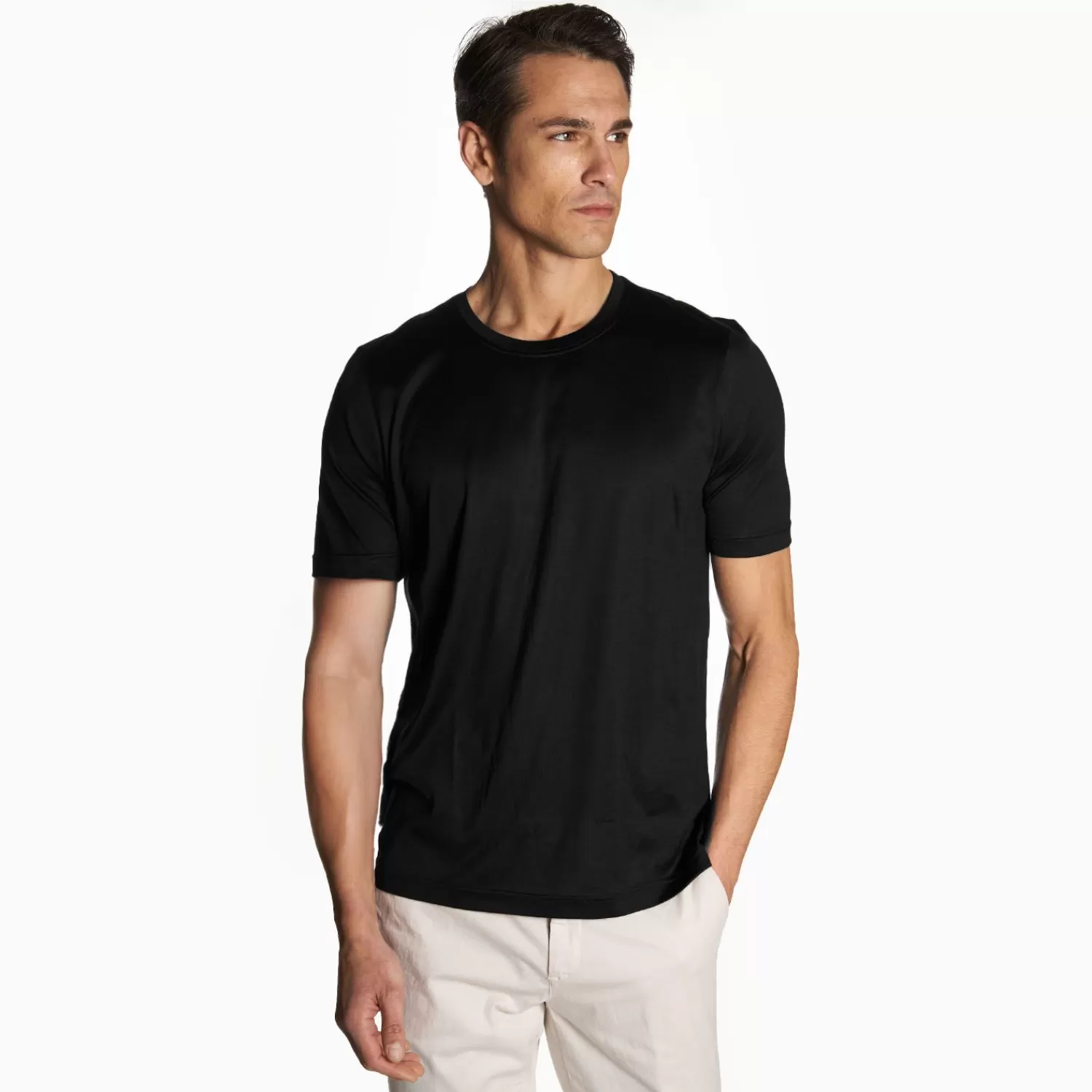 Black Silk T-Shirt>E.Marinella New