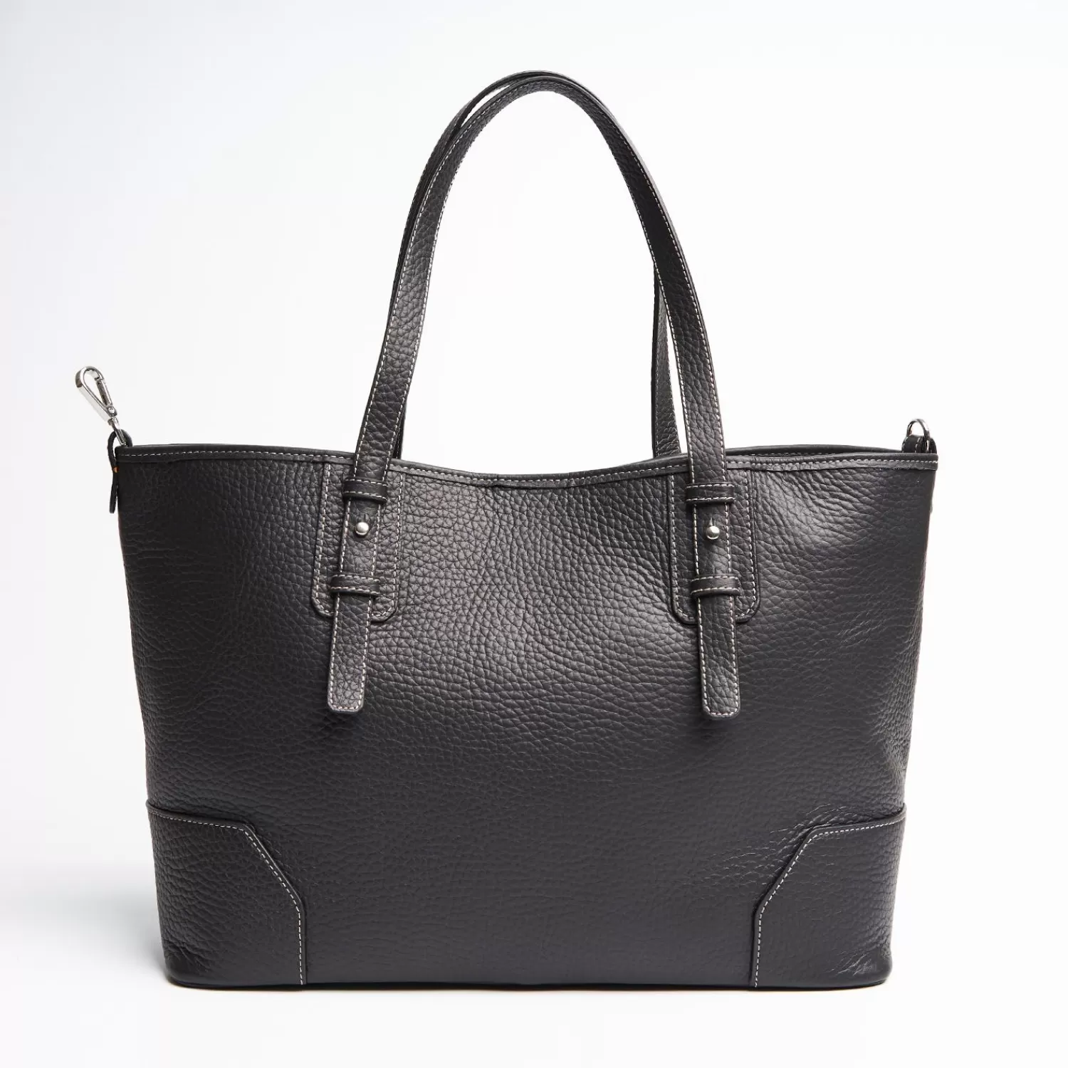 Black Textured Leather Tote Bag>E.Marinella New