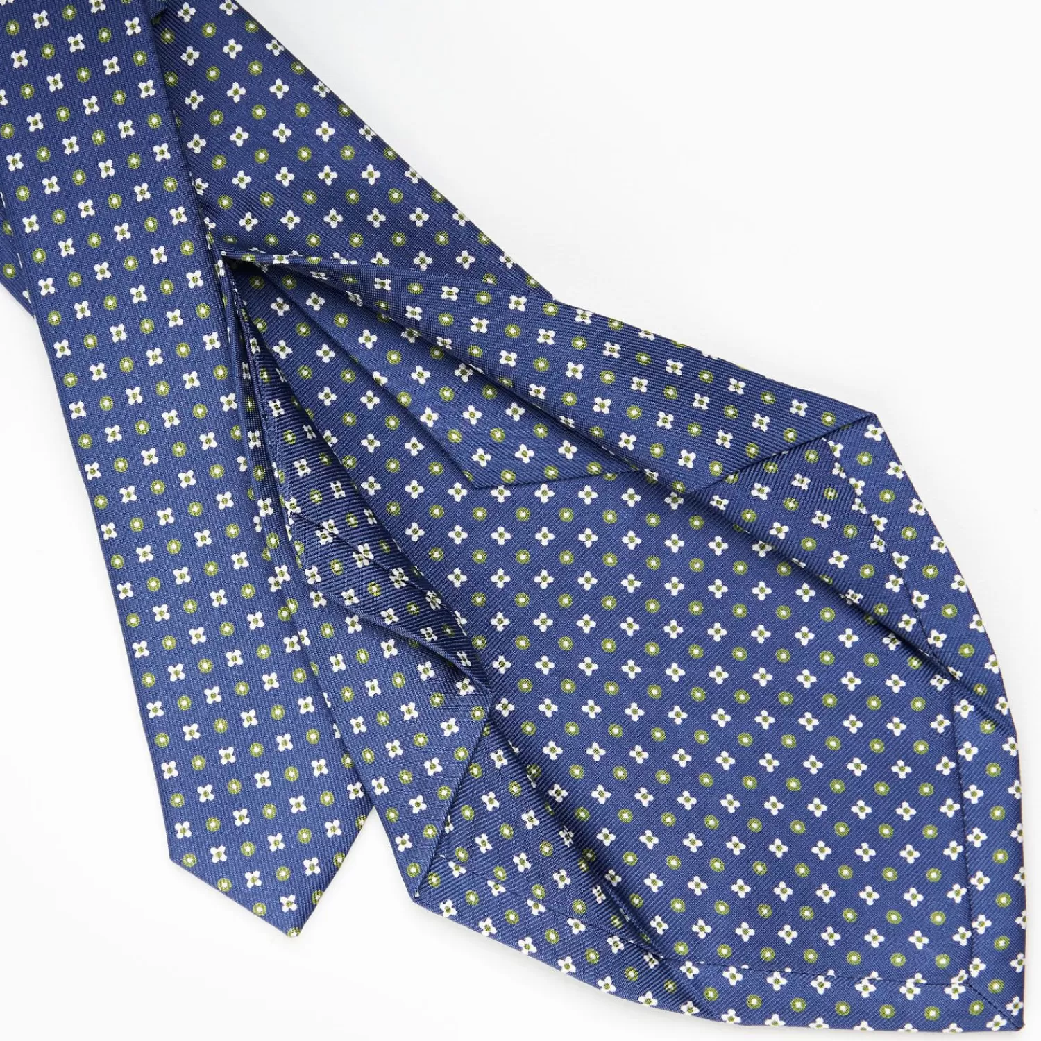 Blue 5 Fold Sartorial Silk Tie - Small Flower Pattern>E.Marinella Clearance