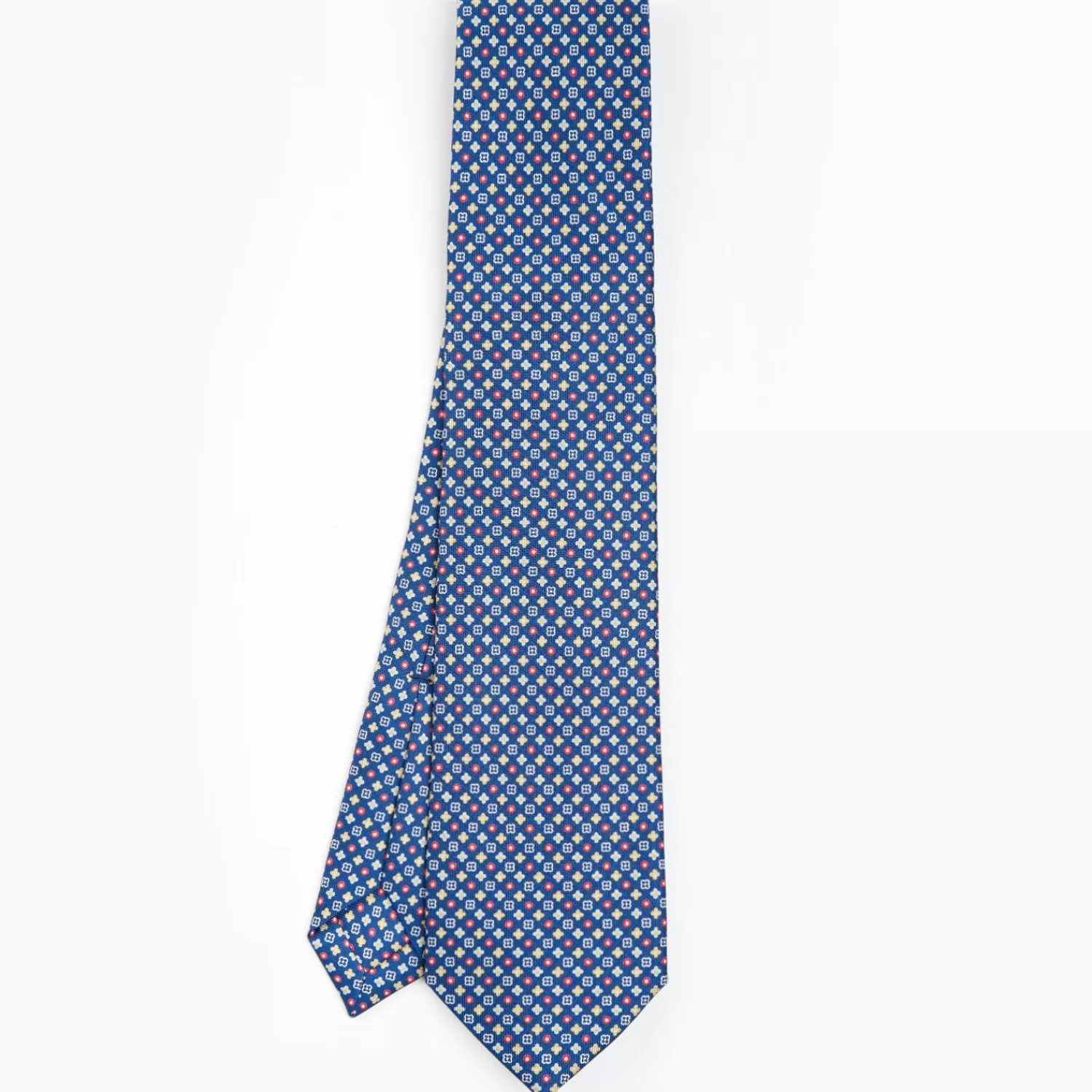Blue 5 Fold Sartorial Silk Tie - Small Flower Pattern>E.Marinella Store