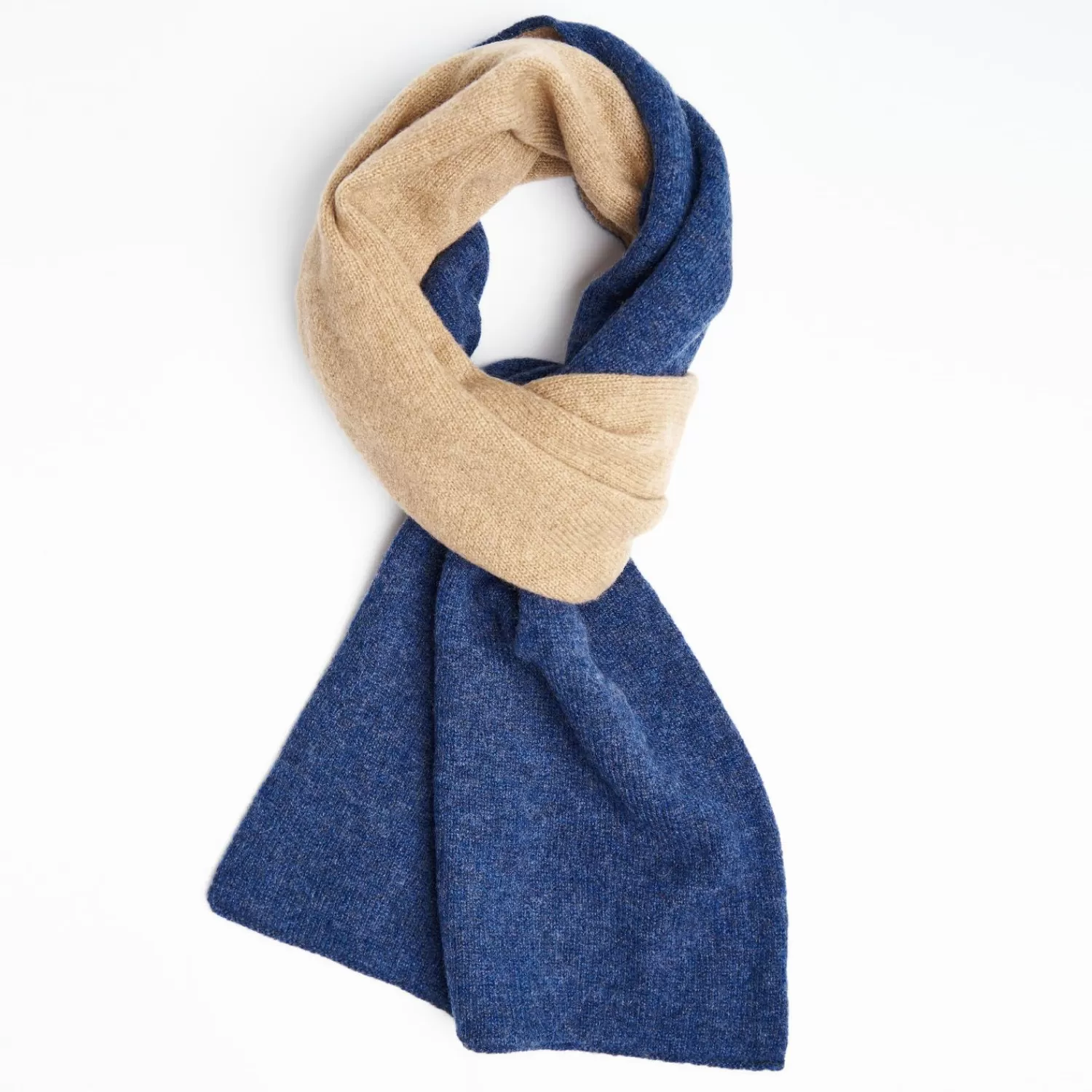 Blue And Camel Two-Tone Solid Cashmere Neck Warmer>E.Marinella Outlet