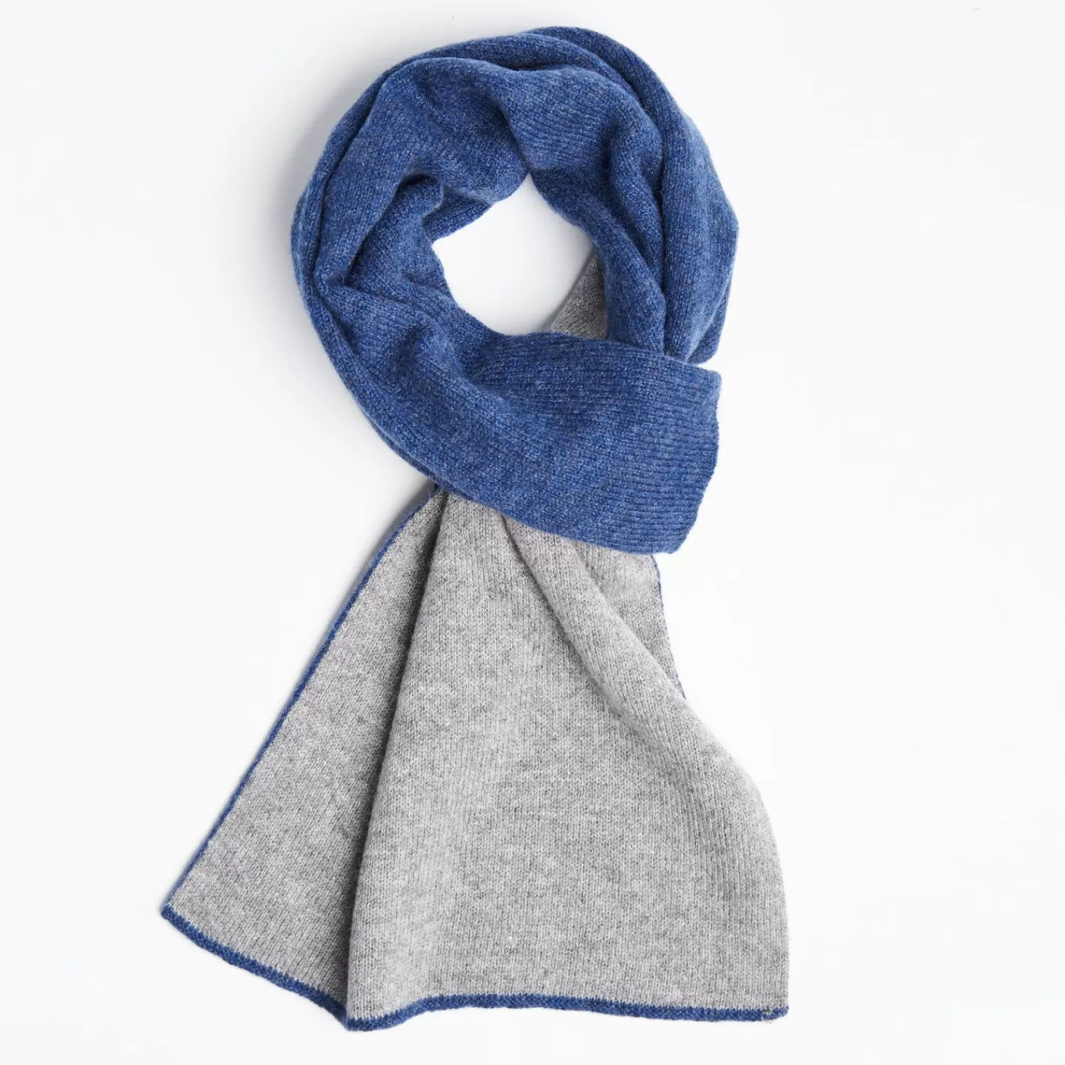 Blue And Gray Two-Tone Solid Cashmere Neck Warmer>E.Marinella Flash Sale