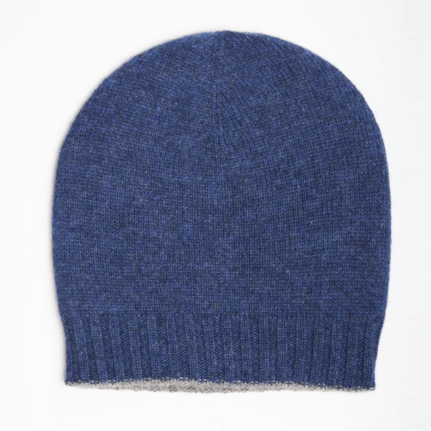 Blue And Grey Bicolor Cashmere Beanie>E.Marinella New