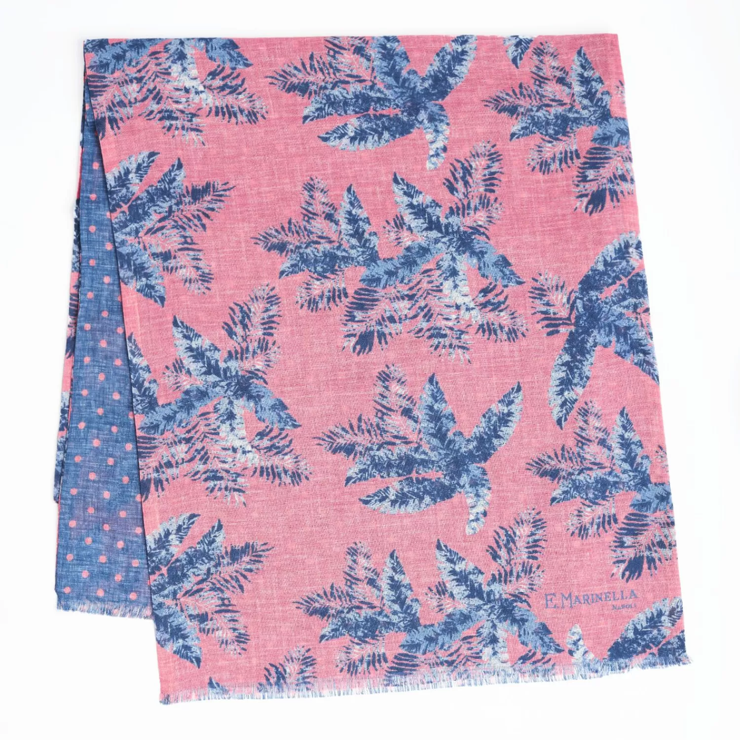 Blue And Pink Wool And Silk Scarf>E.Marinella Store