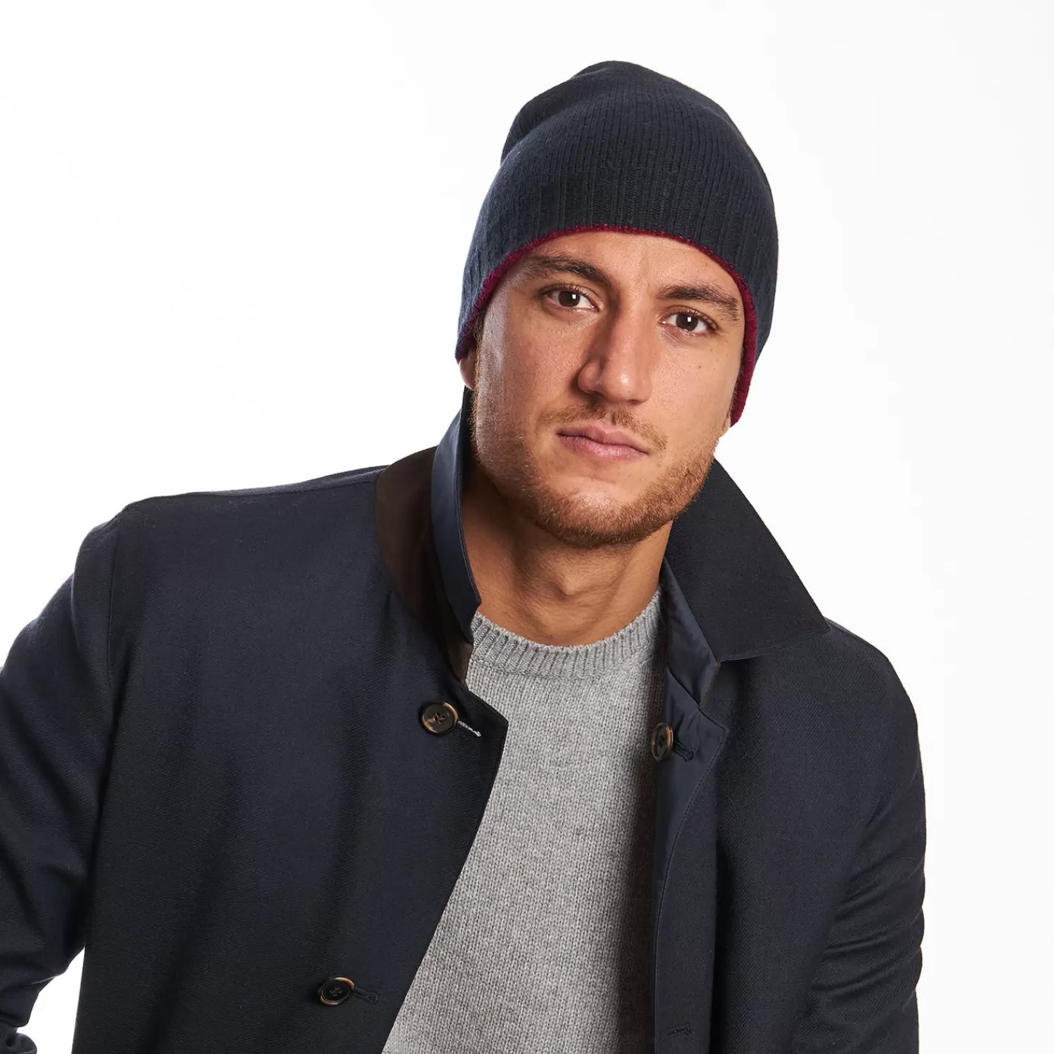 Blue And Red Bicolor Cashmere Beanie>E.Marinella Flash Sale