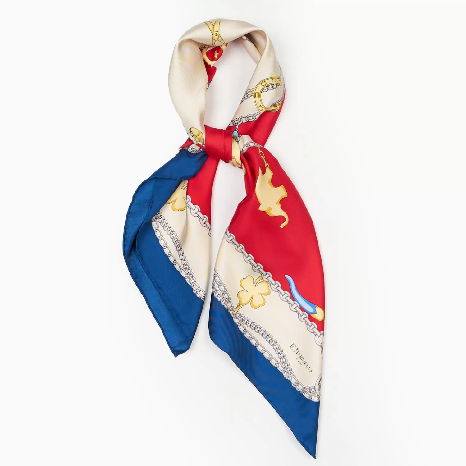 Blue And Red Silk Scarf 90 - Luchy Charms>E.Marinella Online