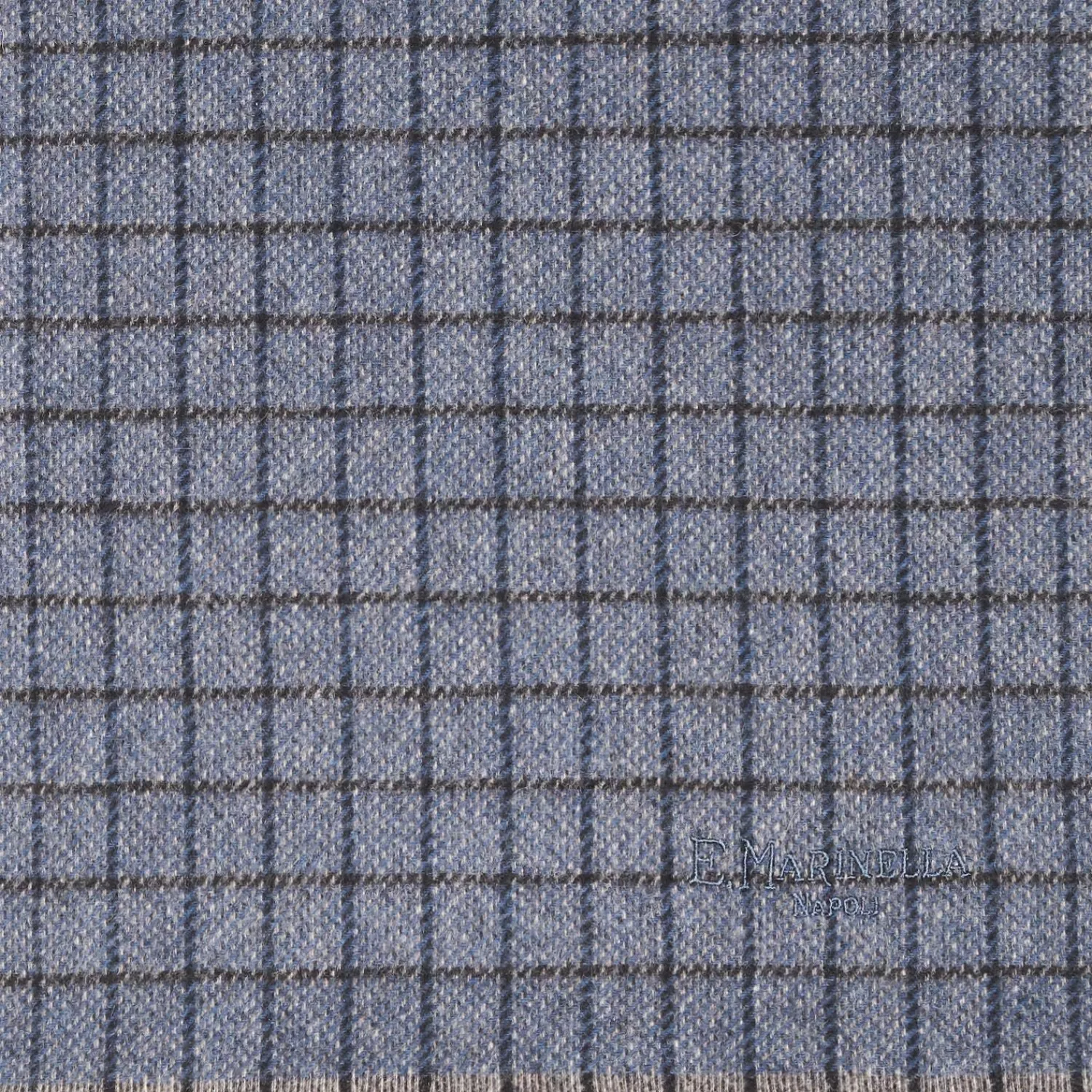 Blue Cashmere Small-Check Scarf>E.Marinella Outlet