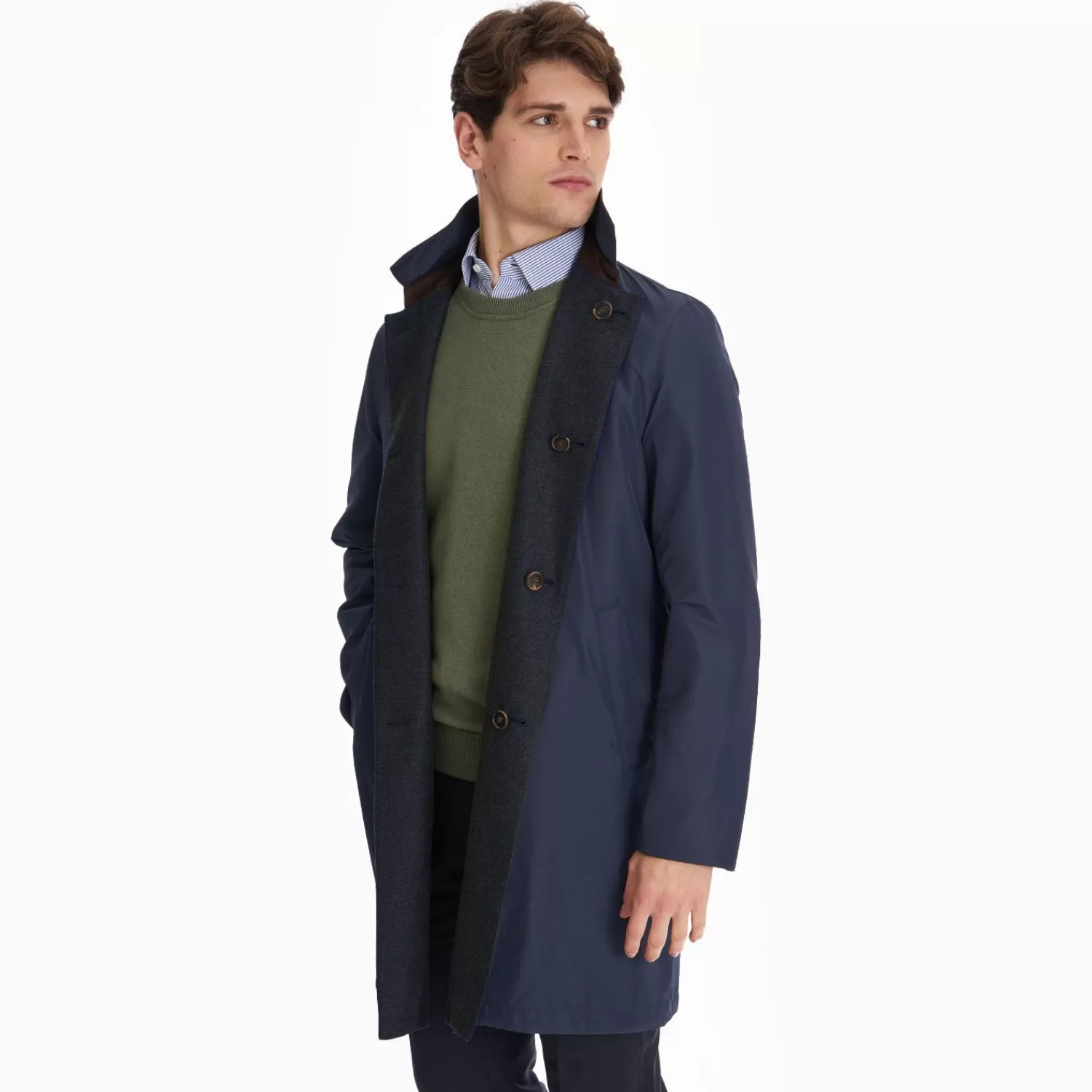 Blue Double-Faced Wool And Cashmere Coat>E.Marinella Cheap