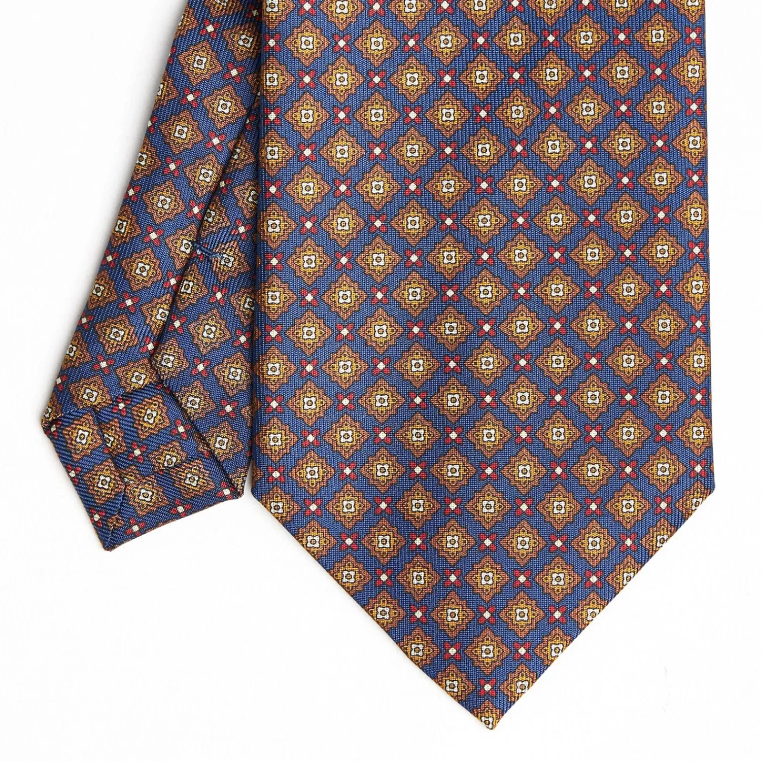 Blue Extra Long Sartorial Silk Tie - Large Flower Pattern>E.Marinella Best Sale