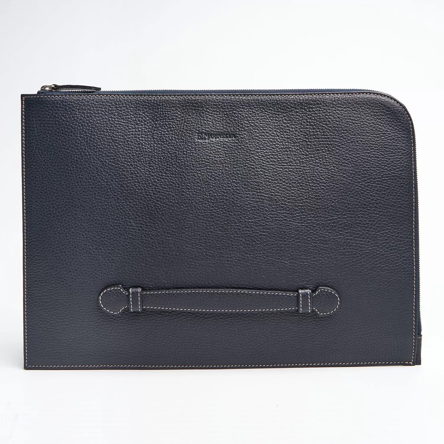 Blue Leather Portfolio With Strap>E.Marinella Hot