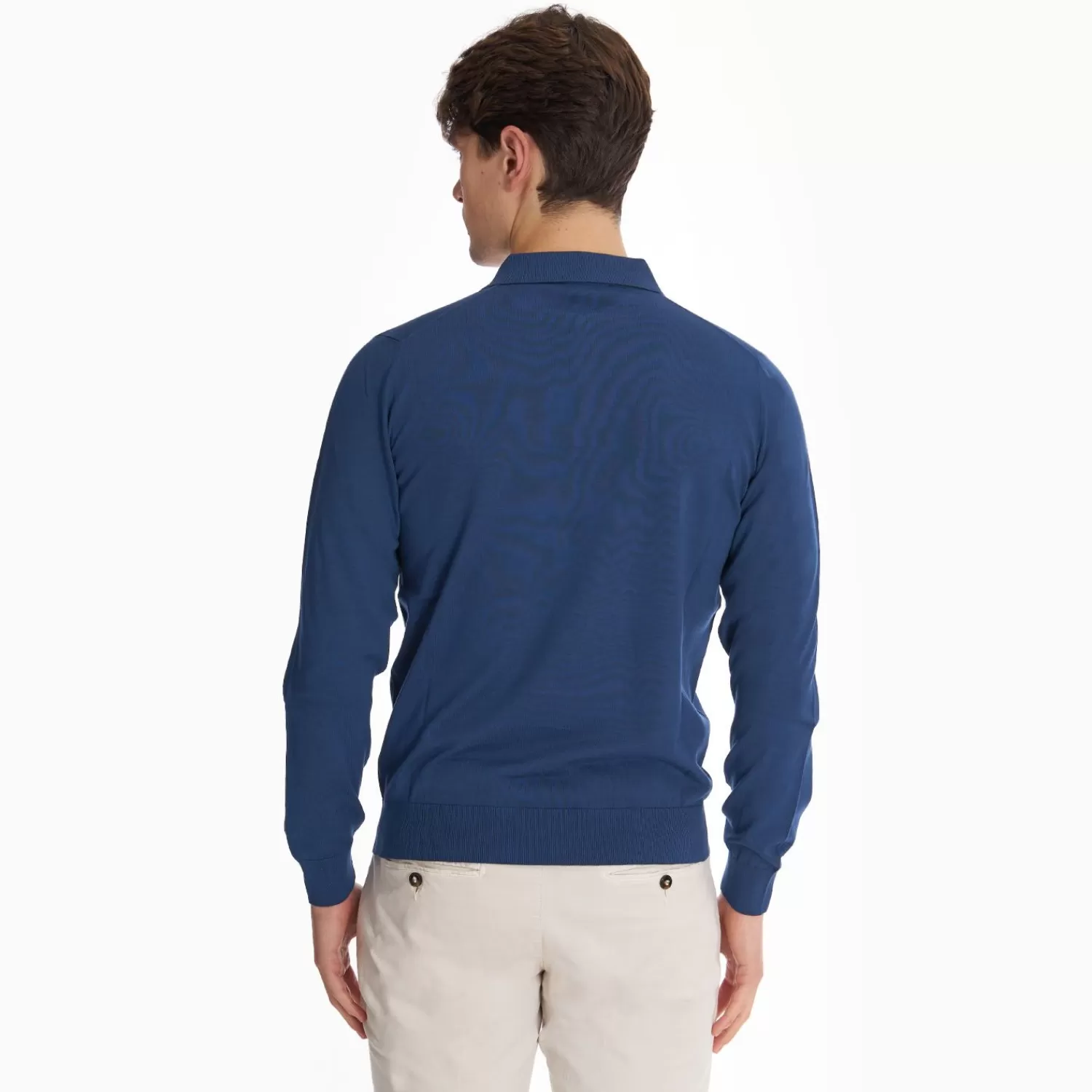 Blue Long Sleeve Knitted Polo>E.Marinella Best