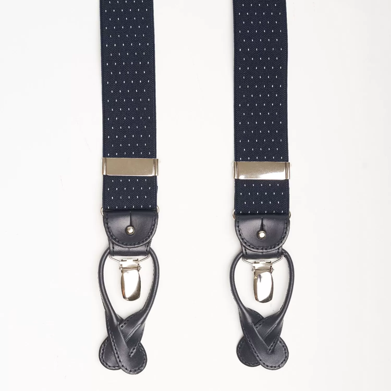 Blue Polka Dot Pattern Braces>E.Marinella Store