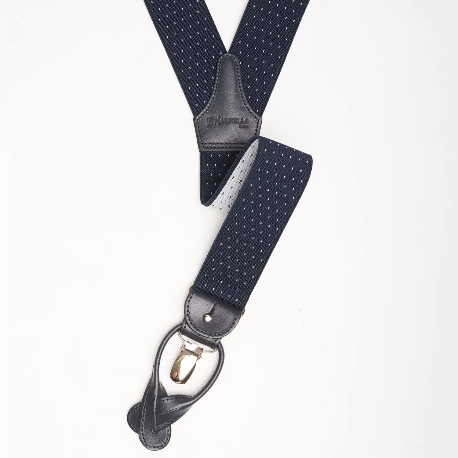 Blue Polka Dot Pattern Braces>E.Marinella Store