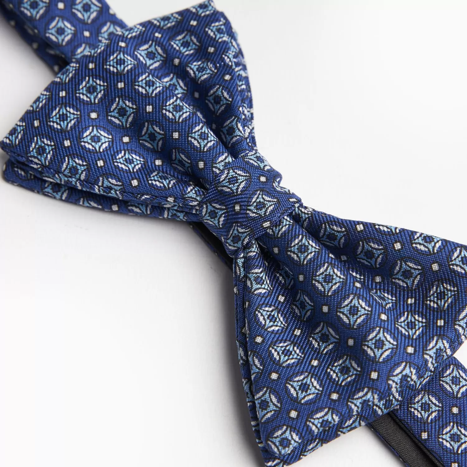 Blue Pre-Knotted Silk Bowtie- Large Geometric Pattern>E.Marinella Store