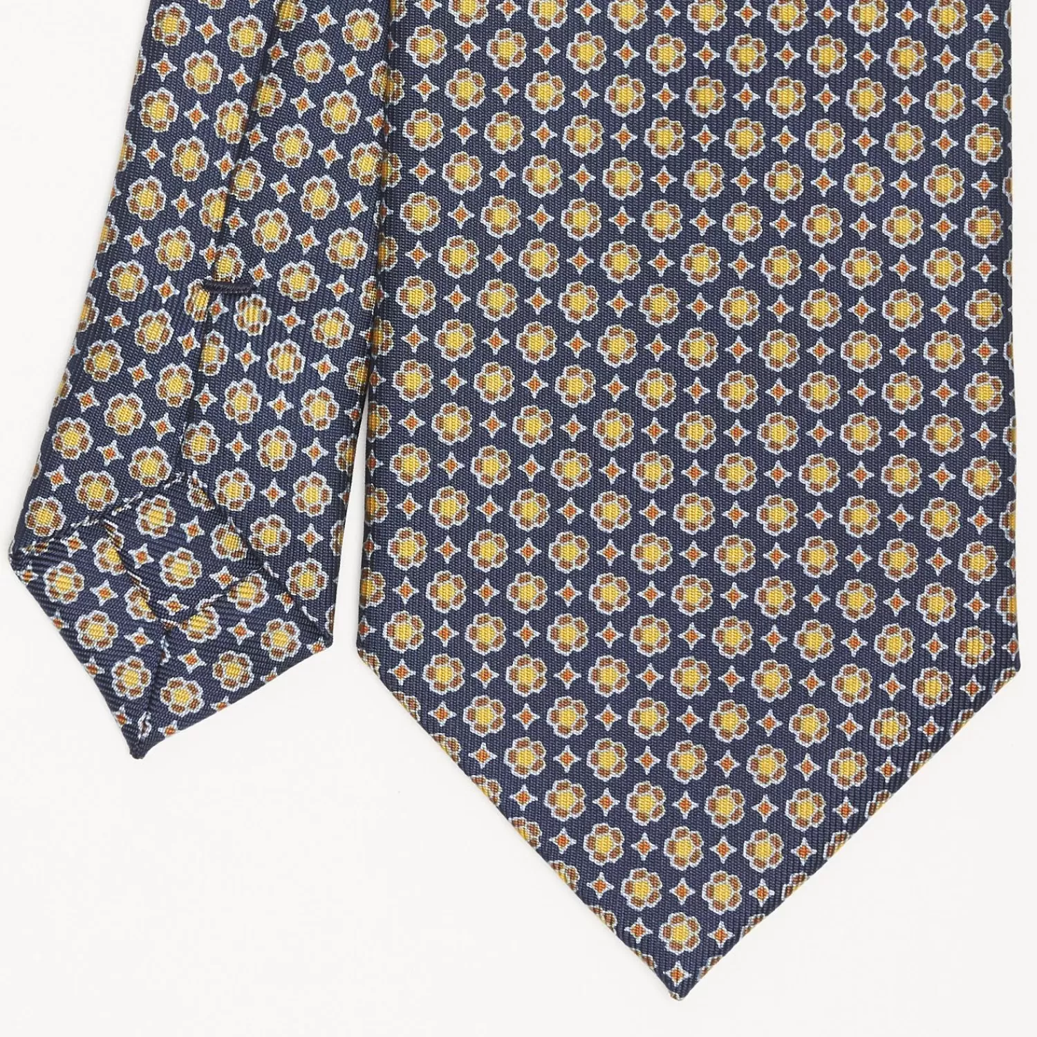 Blue Sartorial Classic Silk Tie Large Flower Pattern>E.Marinella Store