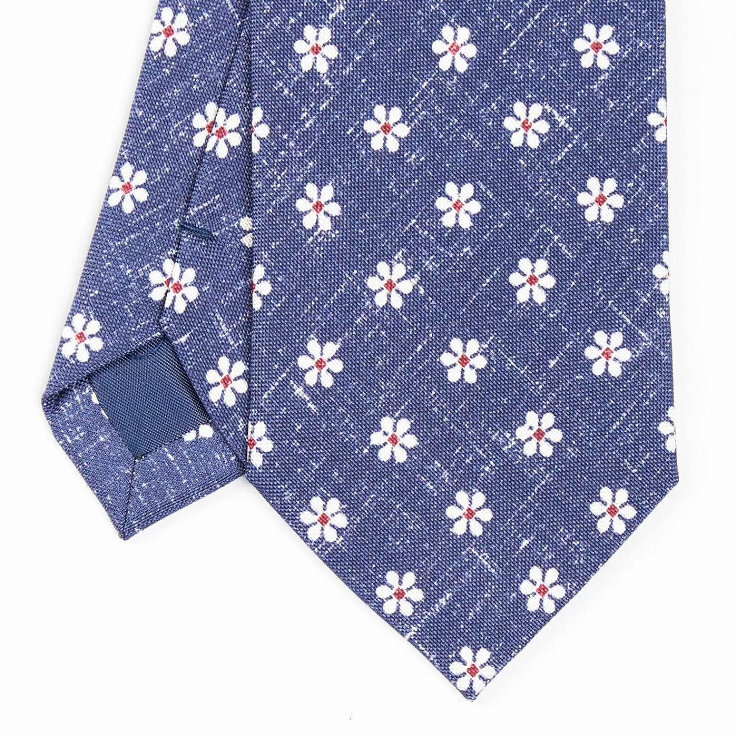 Blue Sartorial Cotton And Silk Tie - Large Flower Pattern>E.Marinella Hot