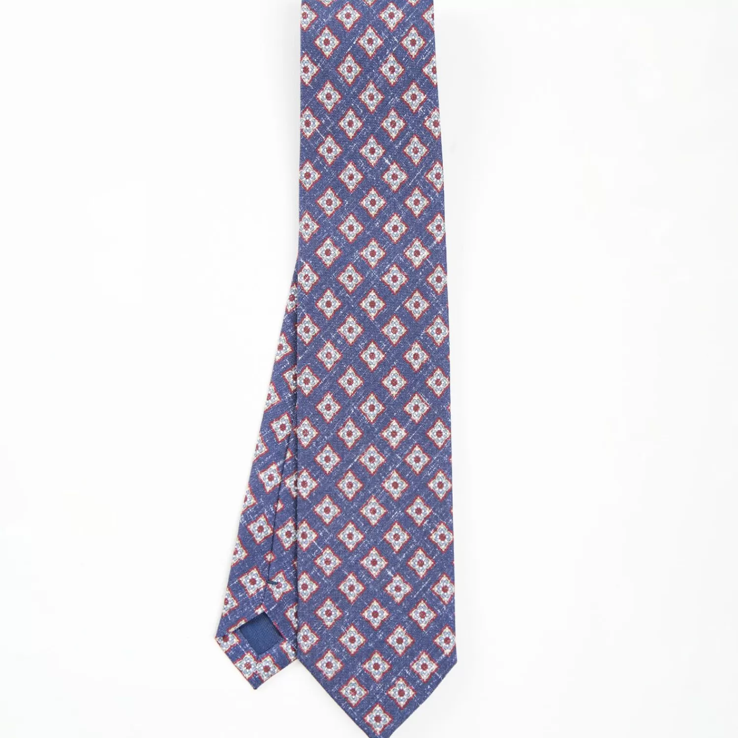 Blue Sartorial Cotton And Silk Tie - Large Flower Pattern>E.Marinella Online