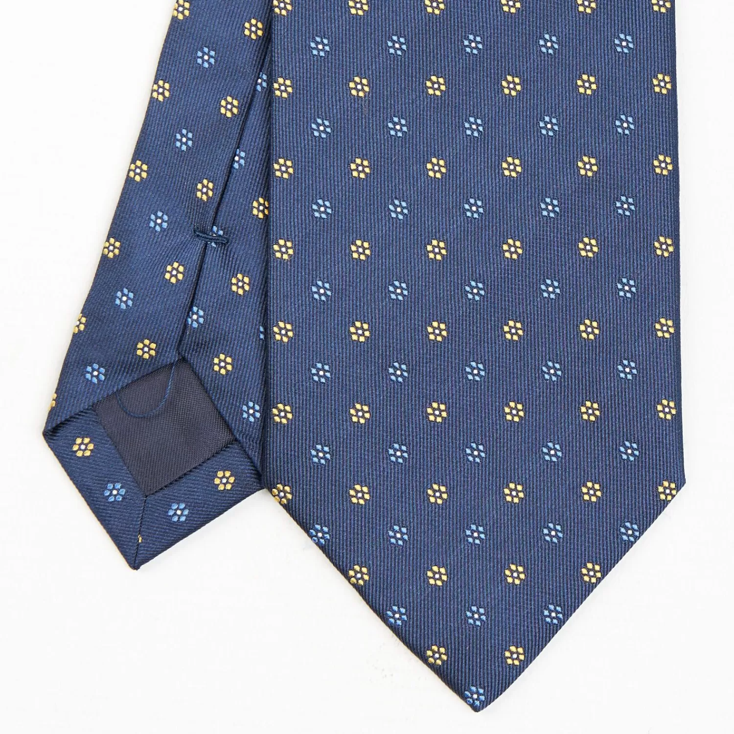 Blue Sartorial Jacquard Silk Tie - Small Flower Designs>E.Marinella Hot