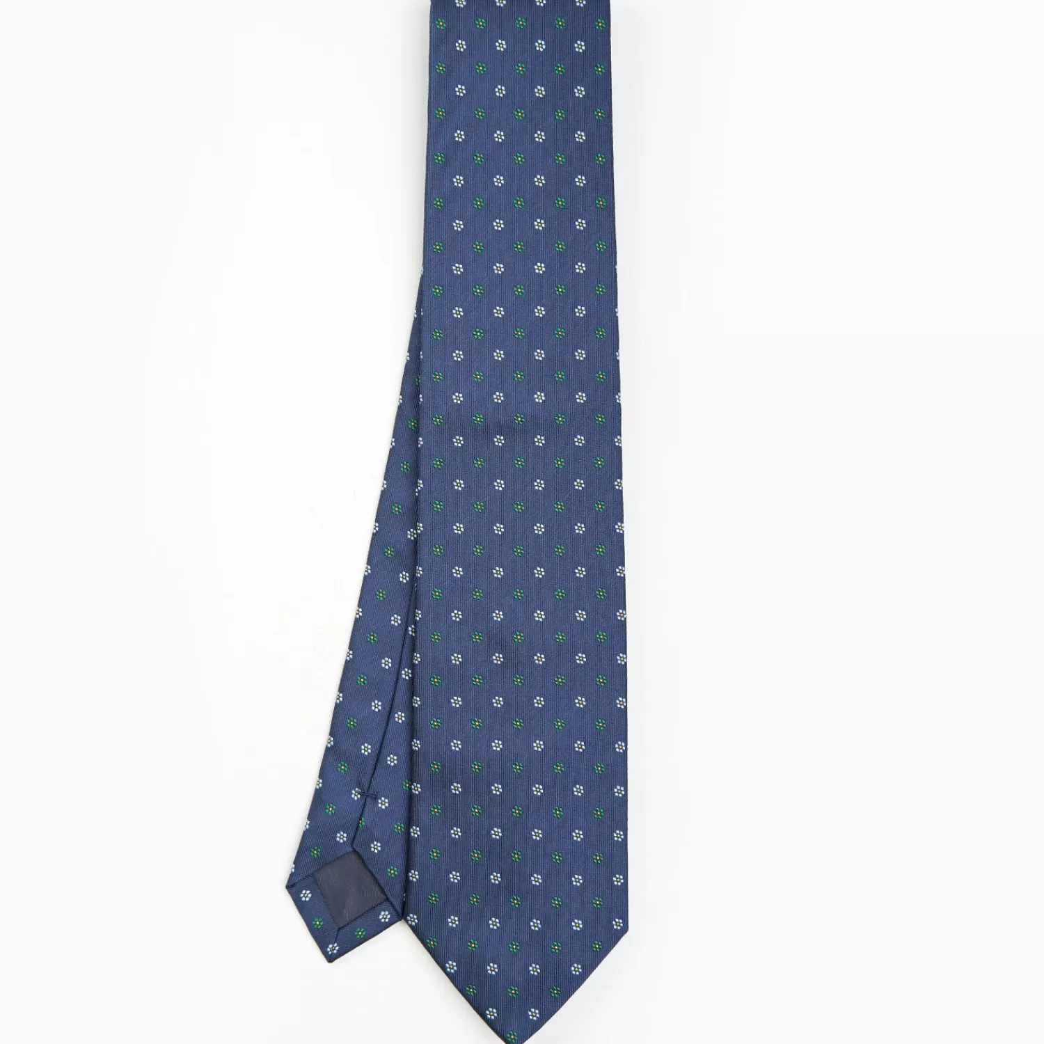 Blue Sartorial Jacquard Silk Tie - Small Flower Designs>E.Marinella Online