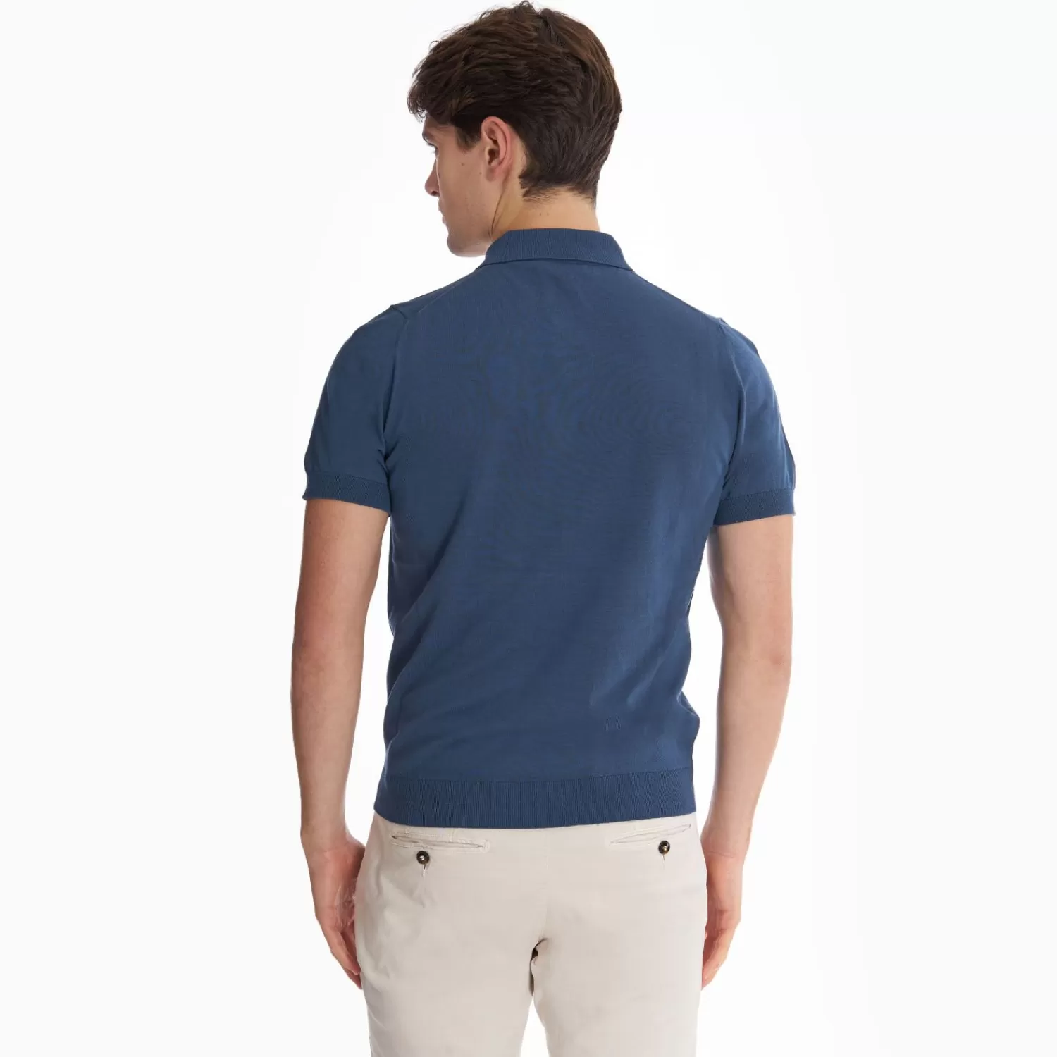 Blue Short Sleeve Knitted Polo>E.Marinella Best Sale