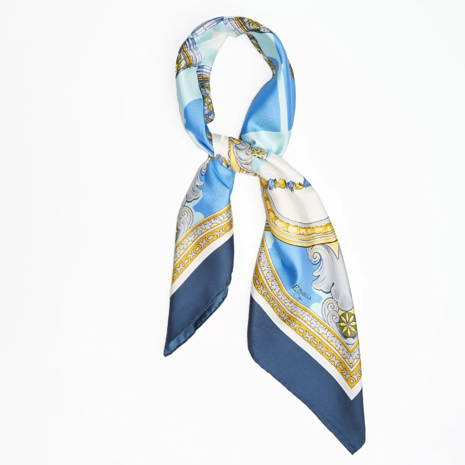 Blue Silk Scarf 90 - Santa Chiara Cloister>E.Marinella Best