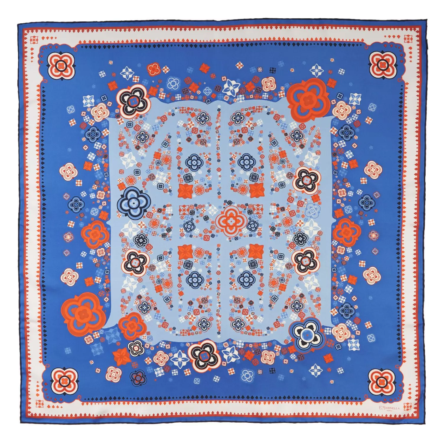 Blue Silk Scarf 90 - World Of Archivio Flowers 1961>E.Marinella Sale